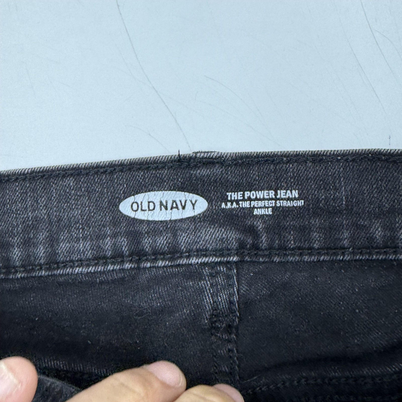 Old Navy Jeans Womens 2 Black Straight Dark Wash Distressed Zip Fly 26 Waist