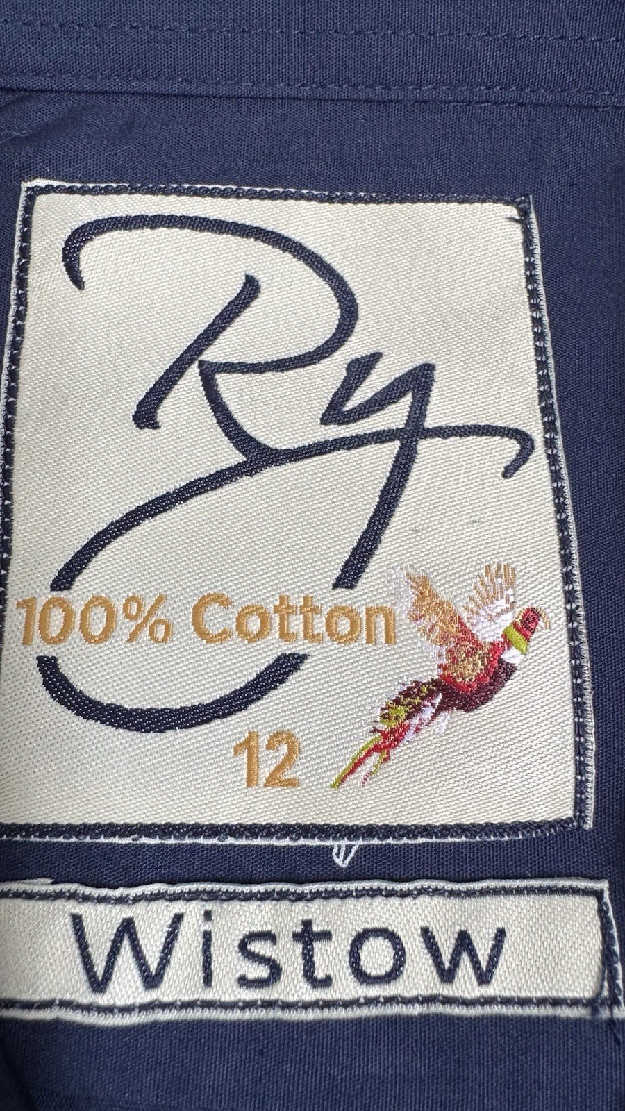 RYDALE ‘WISTOW’ NAVY COTTON HORSE PRINT SHIRT SIZE 12