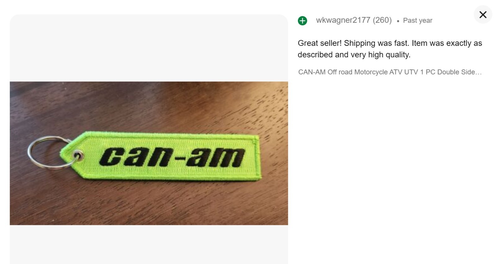CAN-AM Keychain Double Sided Embroidered Fabric Highest Quality Keyring