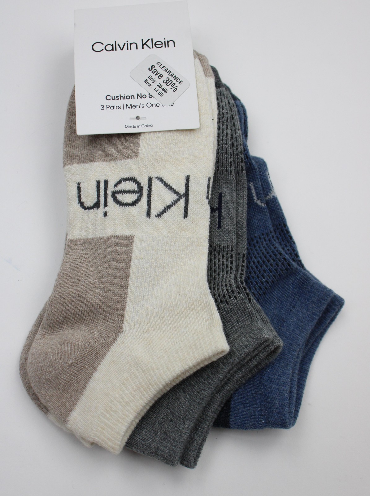 Calvin Klein Socks Mens One Size Multicolor Cushion No Show Sneaker 3 Pairs