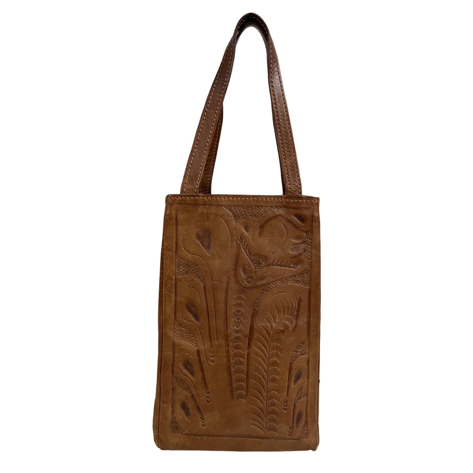 Handmade in Paraguay Brown Leather Bucket Tote Bag