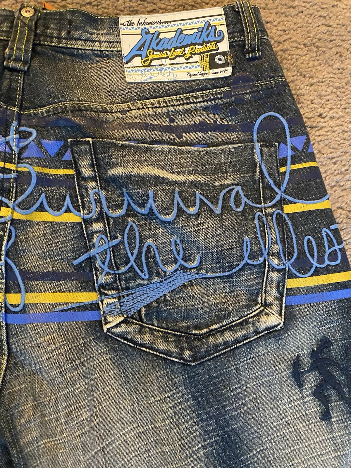 Vintage Y2K AKademics wide Legged Baggy Jeans Size 36 Grudge 90s Hip Hop Style