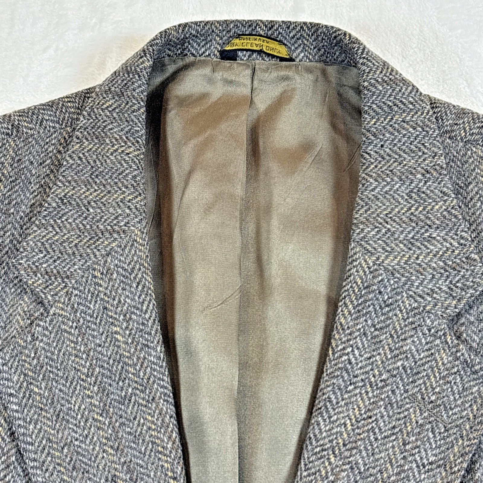 VTG Men’s 40R Stafford Hampshire Brown Herringbone Wool Tweed Blazer Jacket