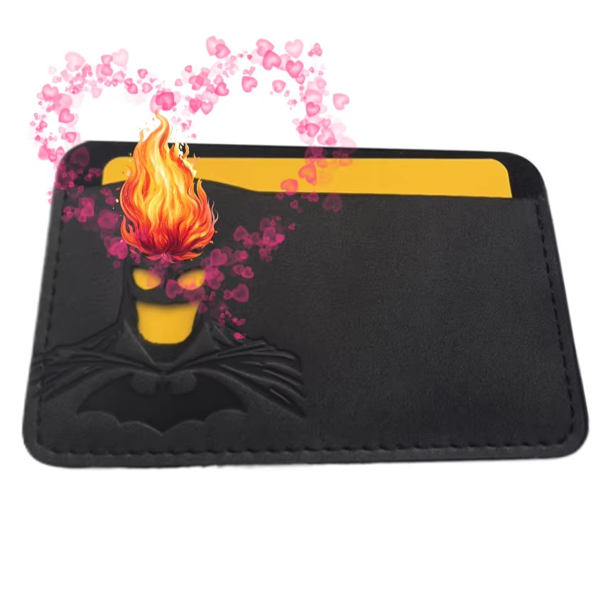 Personalized Leather Bat Wallet Superhero Mask Card Holder Heroic ID Wallet