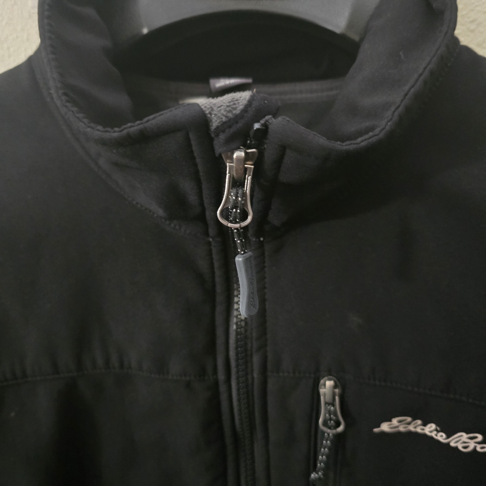 eddie bauer Sz Large Mens Black Full Zip Jacket #7774