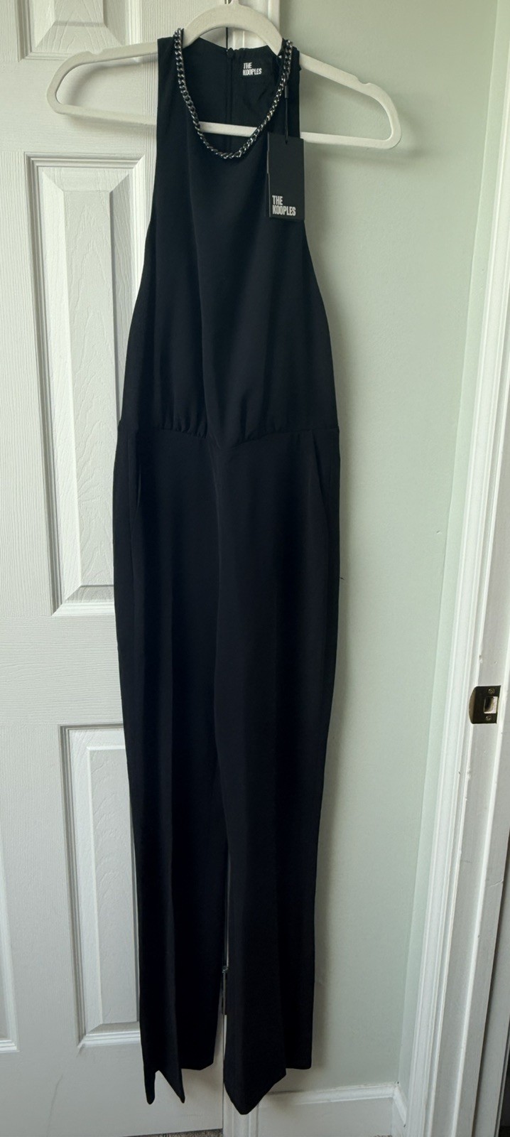 THE KOOPLES NWT JUMPSUIT CHAIN DETAIL NECK BLACK SZ 2 FR/ 6 US Ret $395