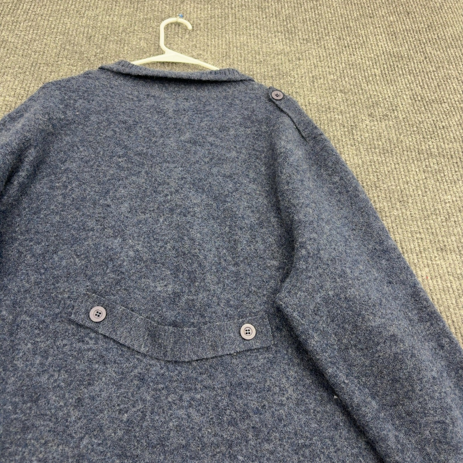 Modern Soul Cardigan Women 3X Blue Wool Double Breasted Peacoat Style Casual