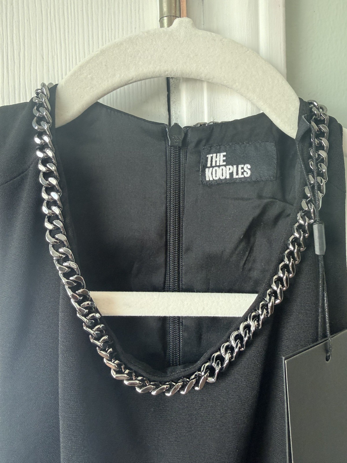 THE KOOPLES NWT JUMPSUIT CHAIN DETAIL NECK BLACK SZ 2 FR/ 6 US Ret $395