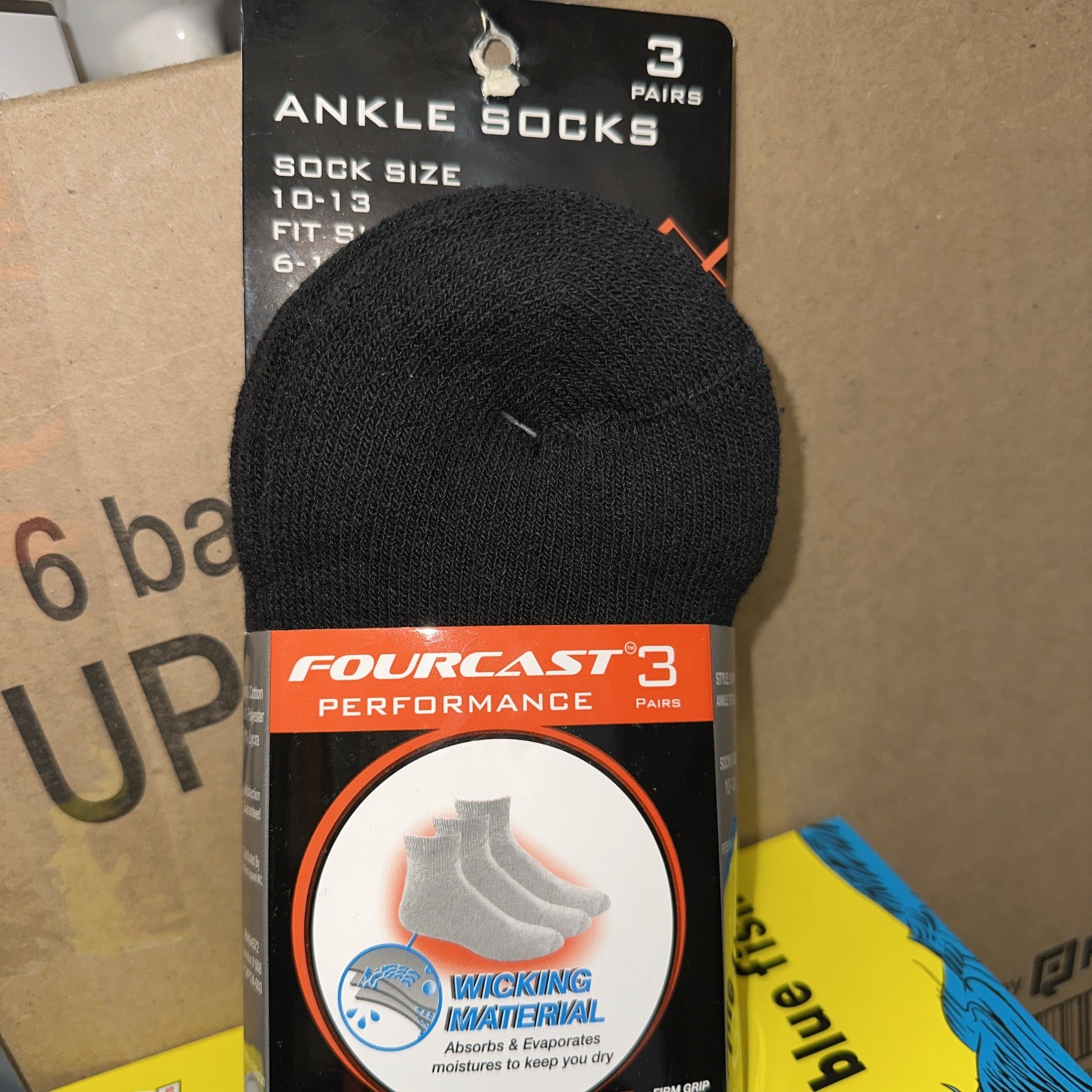 Fourcast Performance Socks Sock Size 10-13 Black 3 pairs NEW