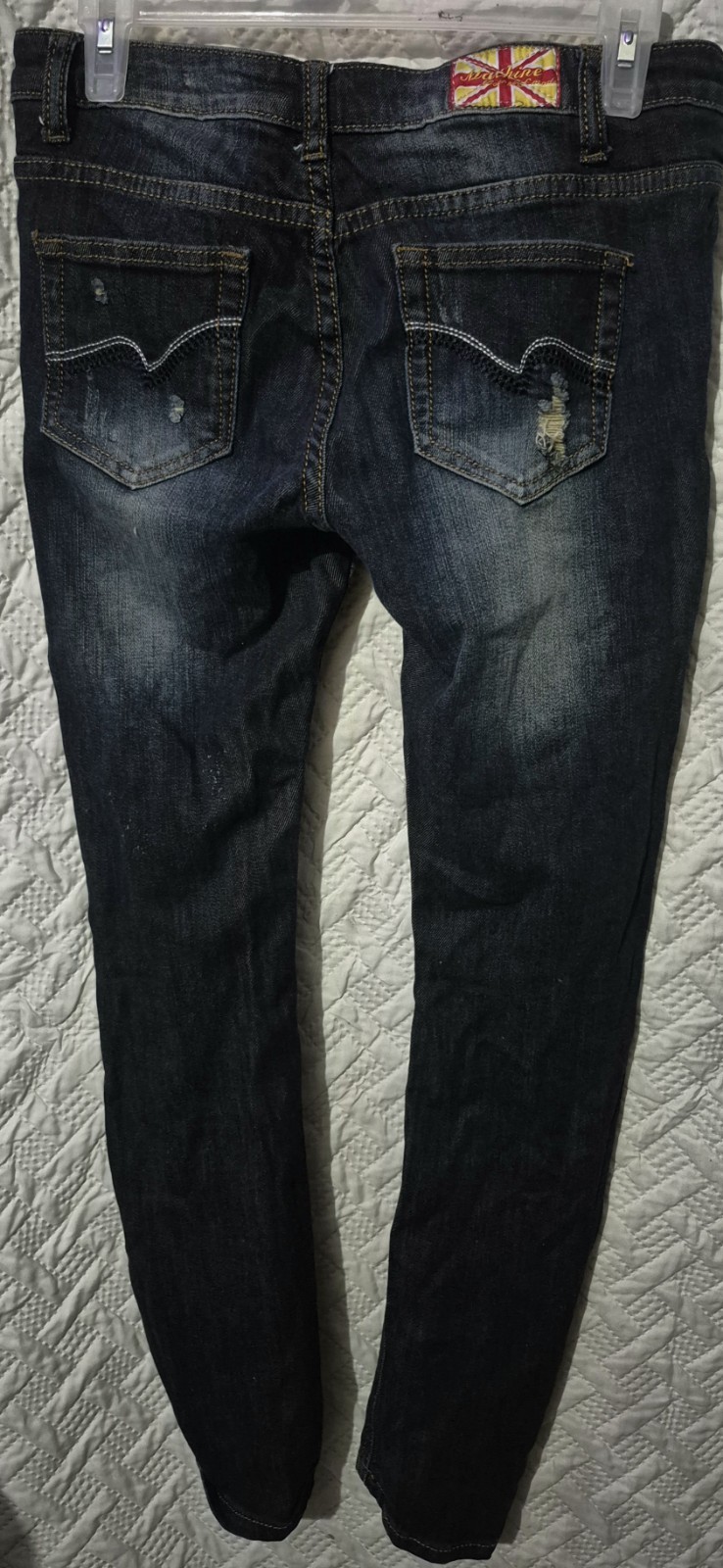 Machine Nouvelle Mode Dark Blue Wash Distressed Skinny Jeans Size 28 Women’s
