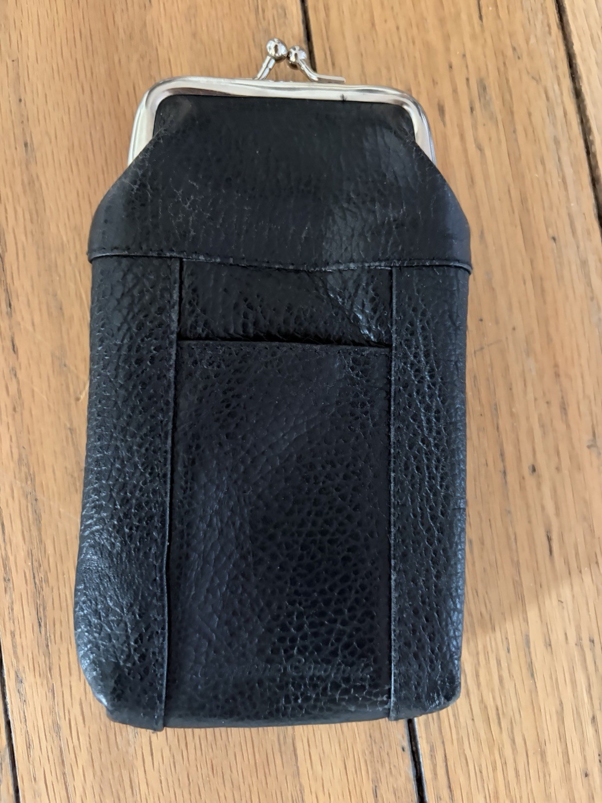 Women Patch Leather Cigarette Case Holder with Lighter Pocket Black