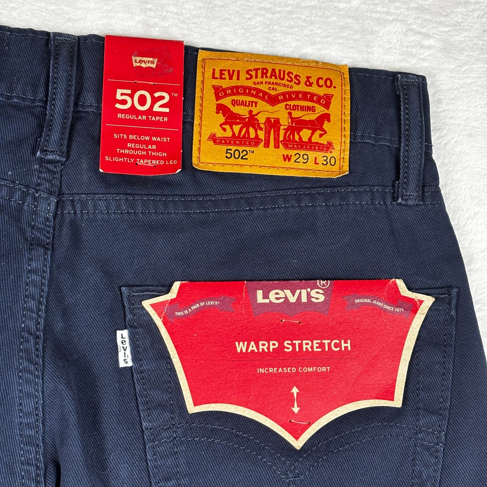 NWT Levis 502 Pants Mens 29×30 Blue Regular Taper Warp Stretch Twill Chino