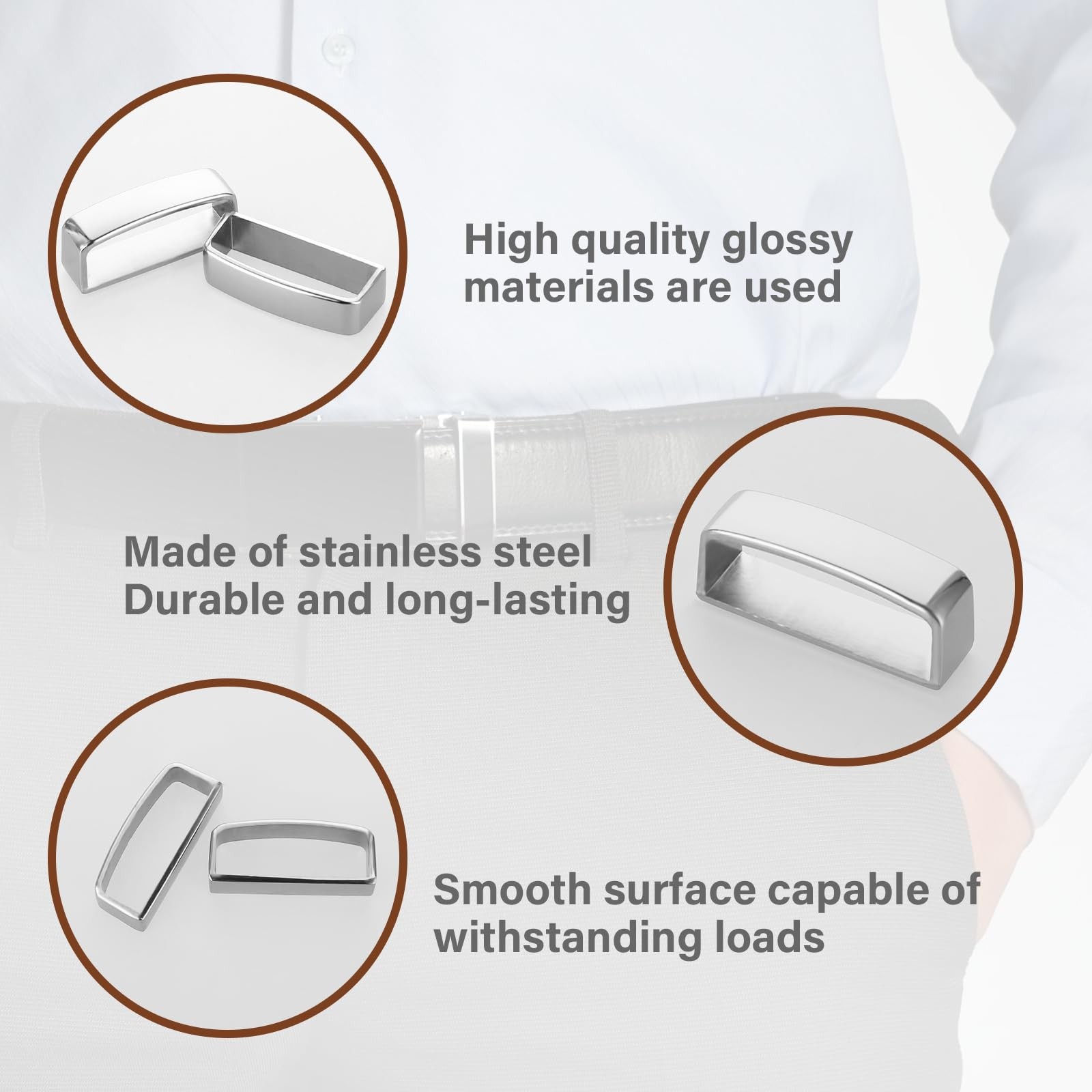 4PCS Anti-Slip Belt Keepers – 1.5″ Stainless Steel Loops for Men’s Belts, Blac