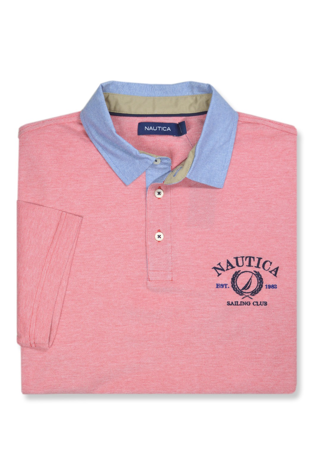 Nautica Mens Rose Pink Mesh Cotton Classic Fit Polo Shirt, L Large NAU-181