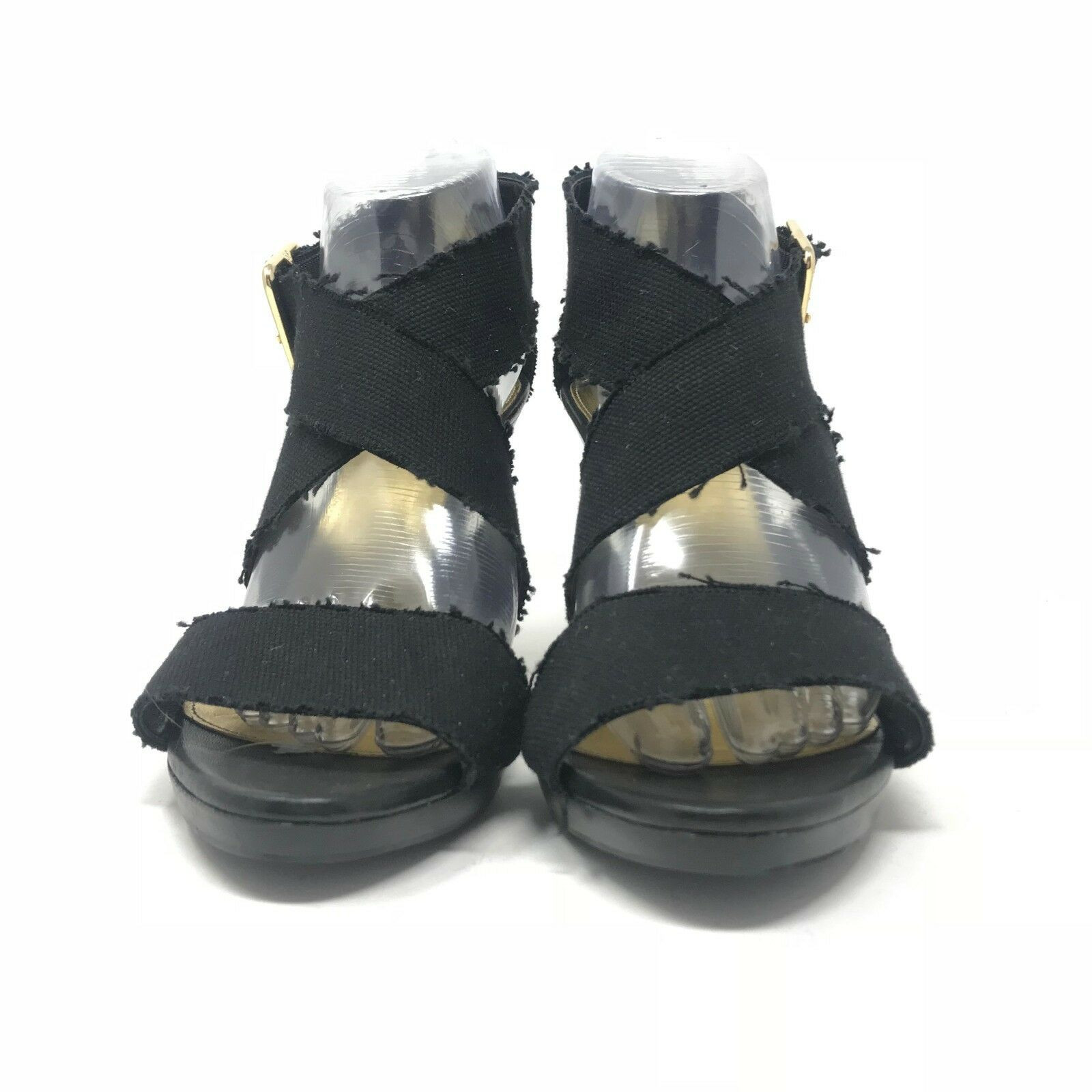 J Crew Strappy Open Toe Heel Womens 10 Black Elastic Fabric Agnyss Pump Sandal