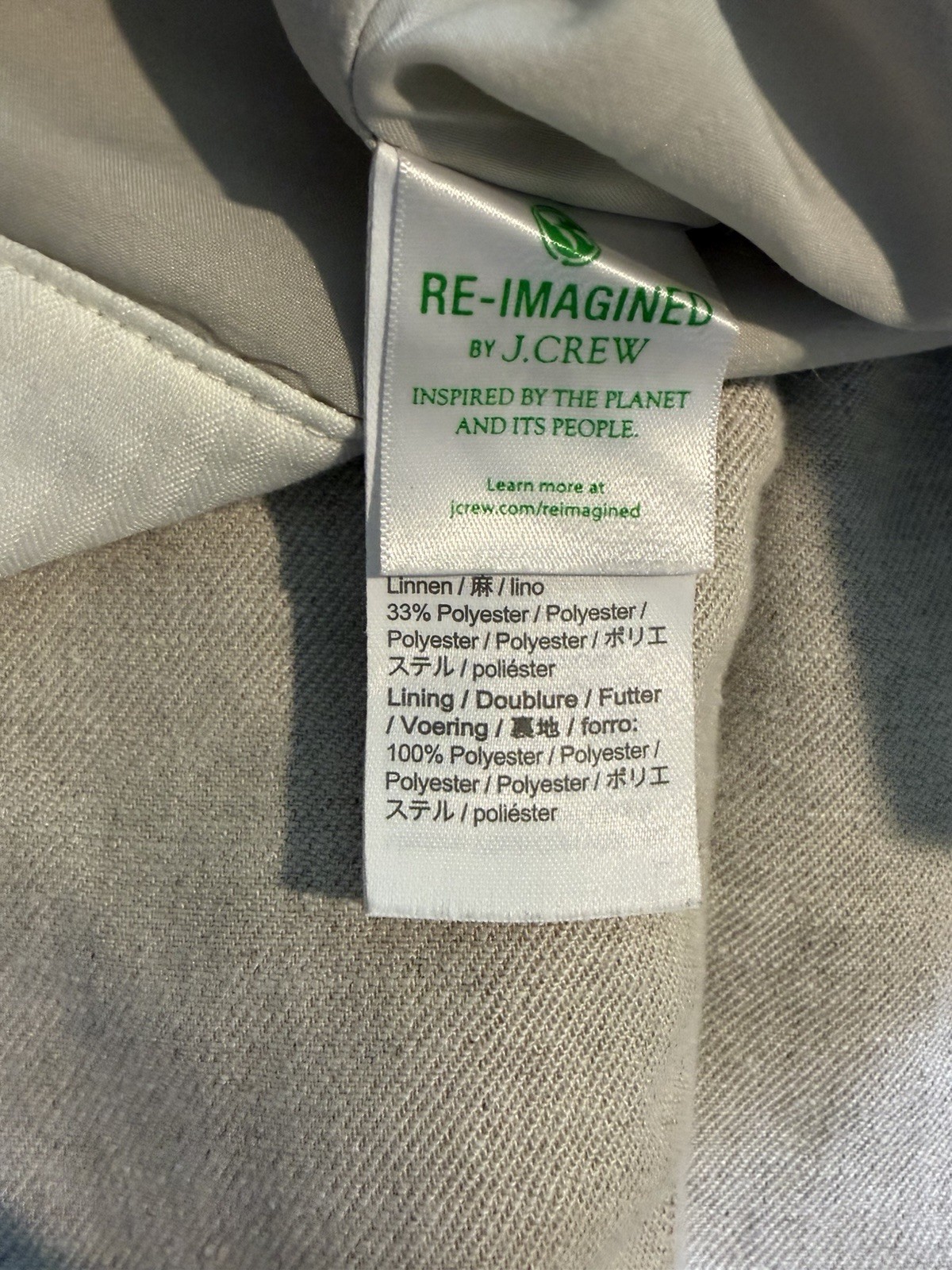 J.Crew Natural Beige Linen Blend Straight Leg Trousers Size 4T Coastal Preppy