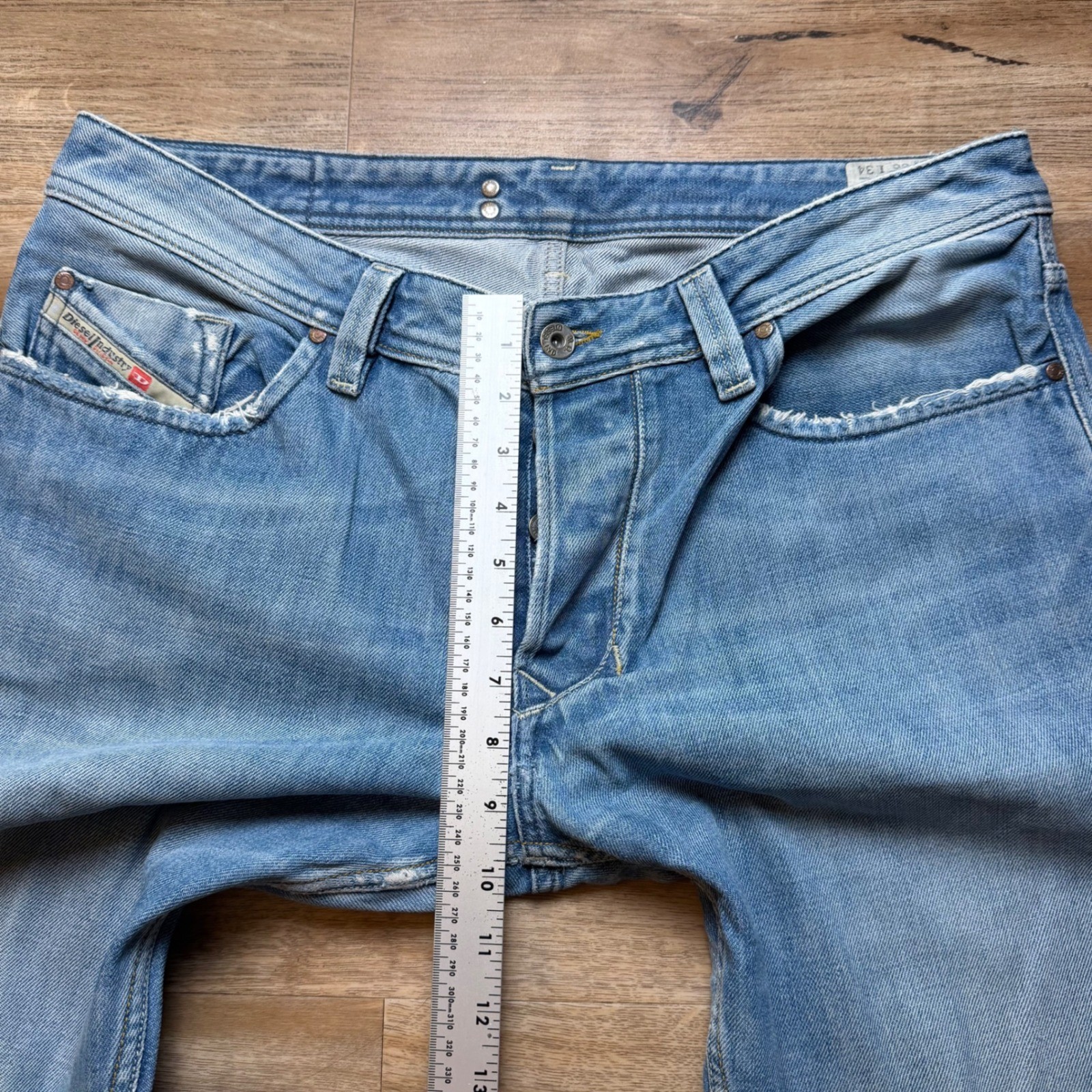 Diesel Larkee Jeans Men 36×32 Blue Light Wash Regular Straight Distressed 008AT