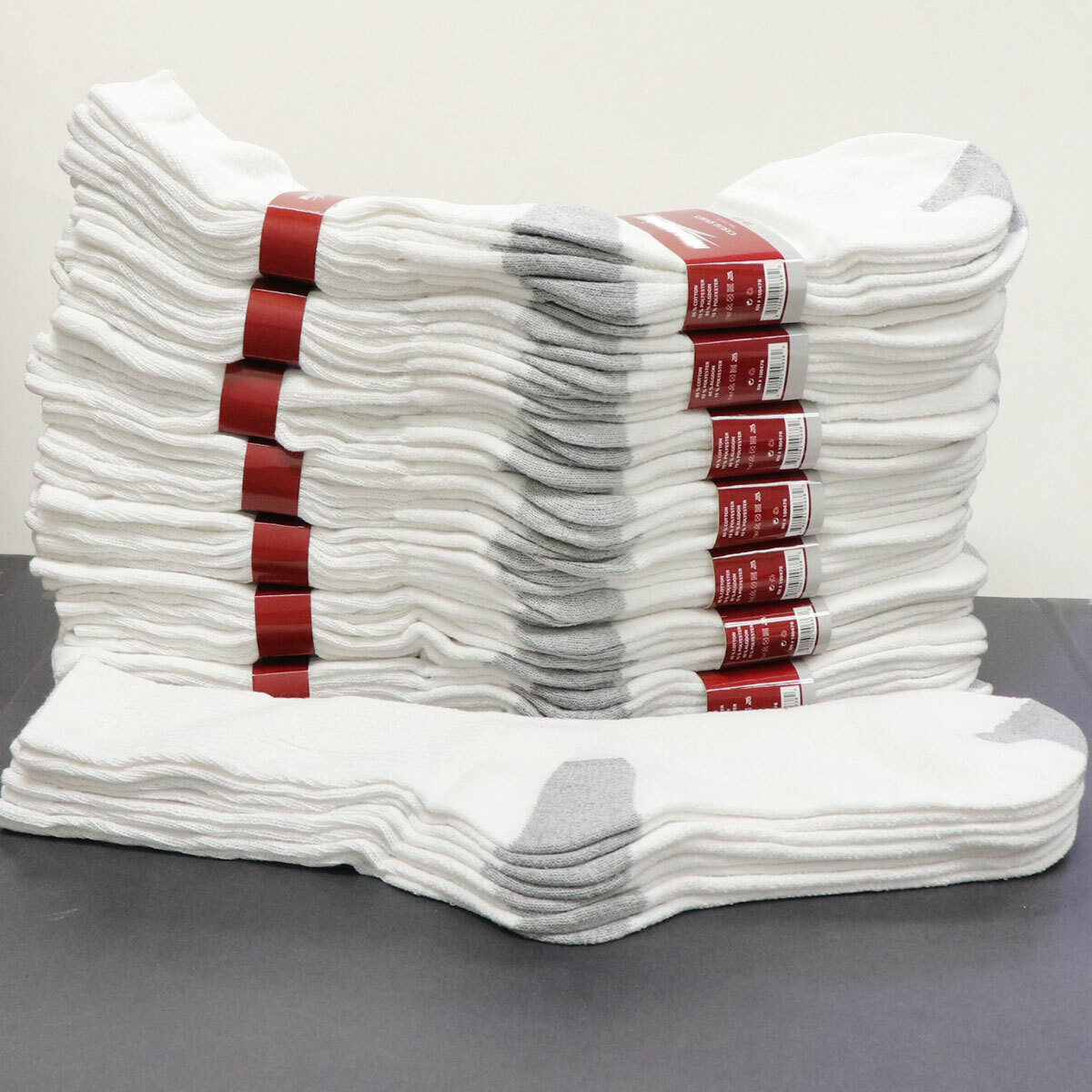 Wholesale Bulk Lot Men’s White/Gray Sports Casual Cotton Crew Socks 9-11 10-13