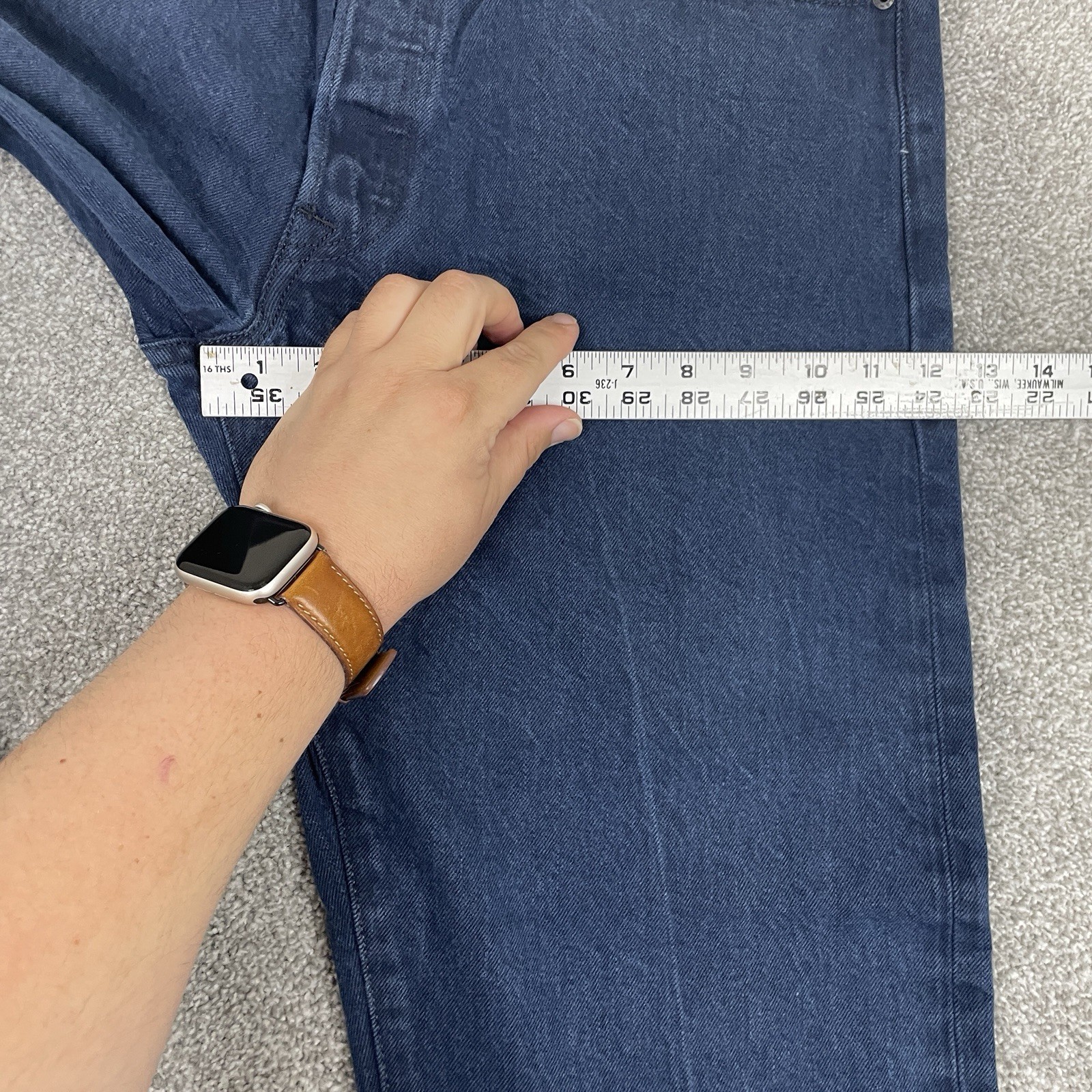 Levis 501XX Shrink To Fit Jeans Mens 38×32 (Fit 35×30) Button Fly Navy Dark Wash