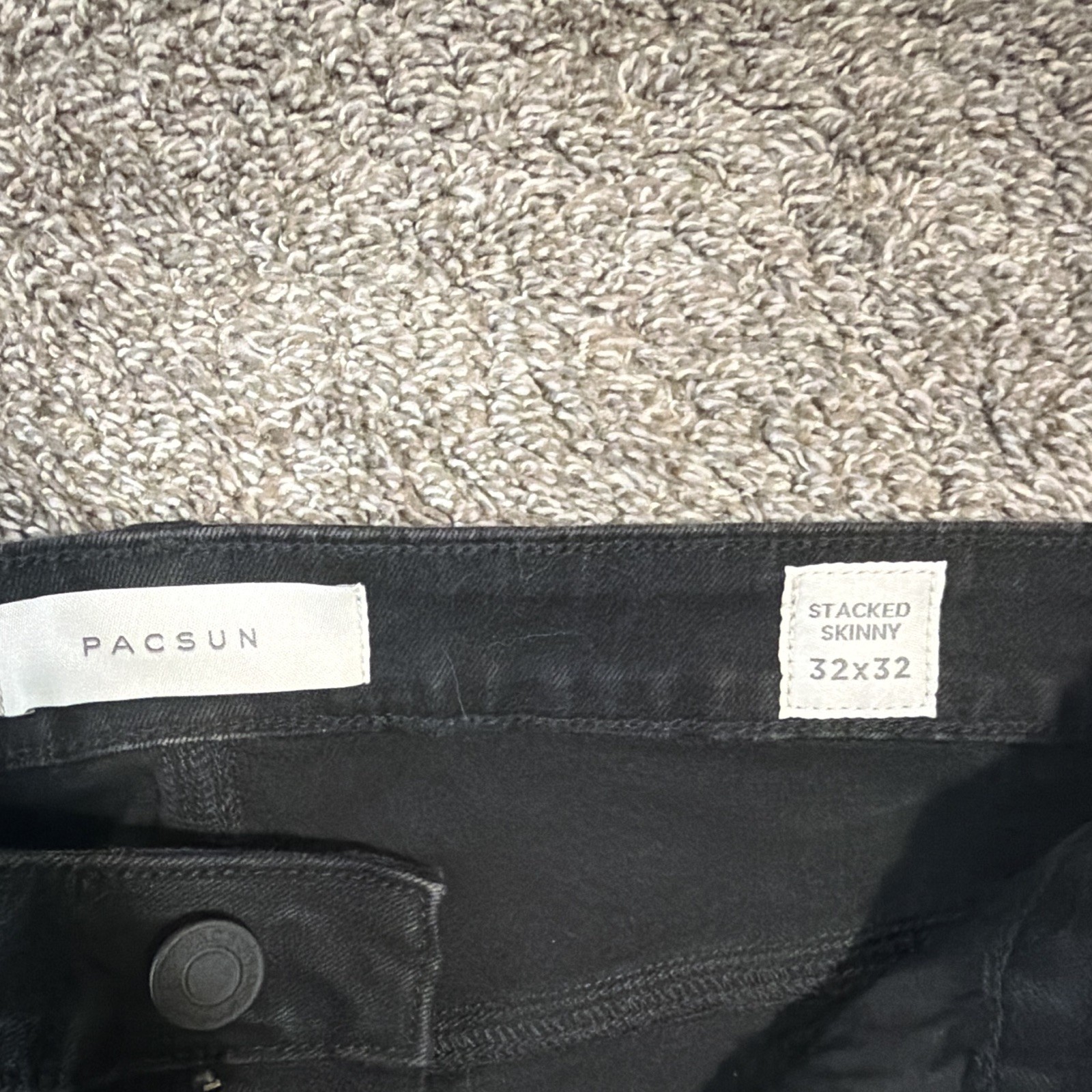 PacSun Men’s Black Skinny Fit Stretch Denim Jeans Dark Wash 5-Pocket