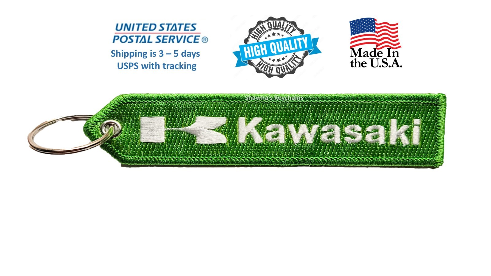 KAWASAKI Double Sided Keychain Patch High Quality Fabric Key Fob Moto keychain