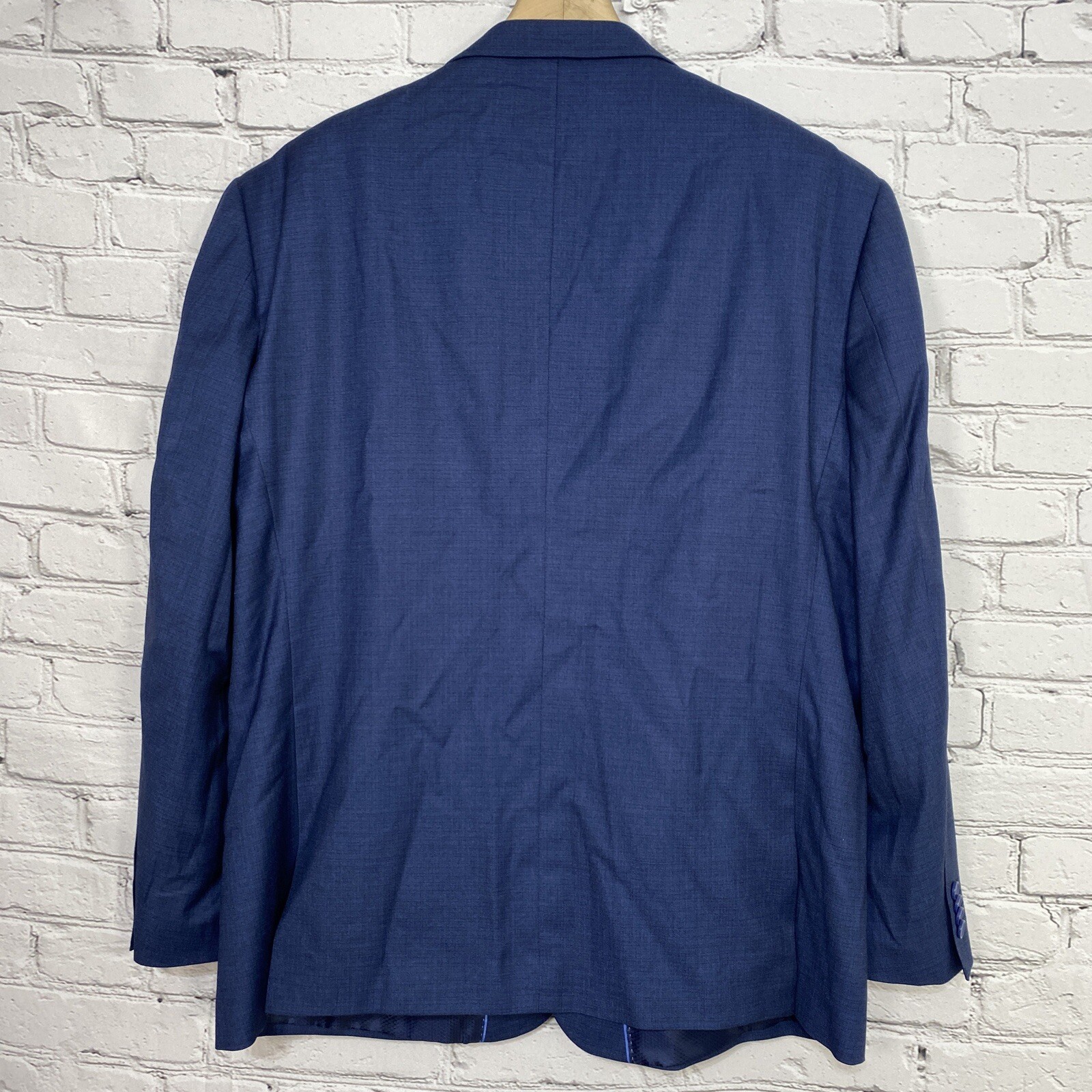 Lineage Men’s Sport Coat Blazer 50R Two Button Navy Rayon Poly Spandex Blend
