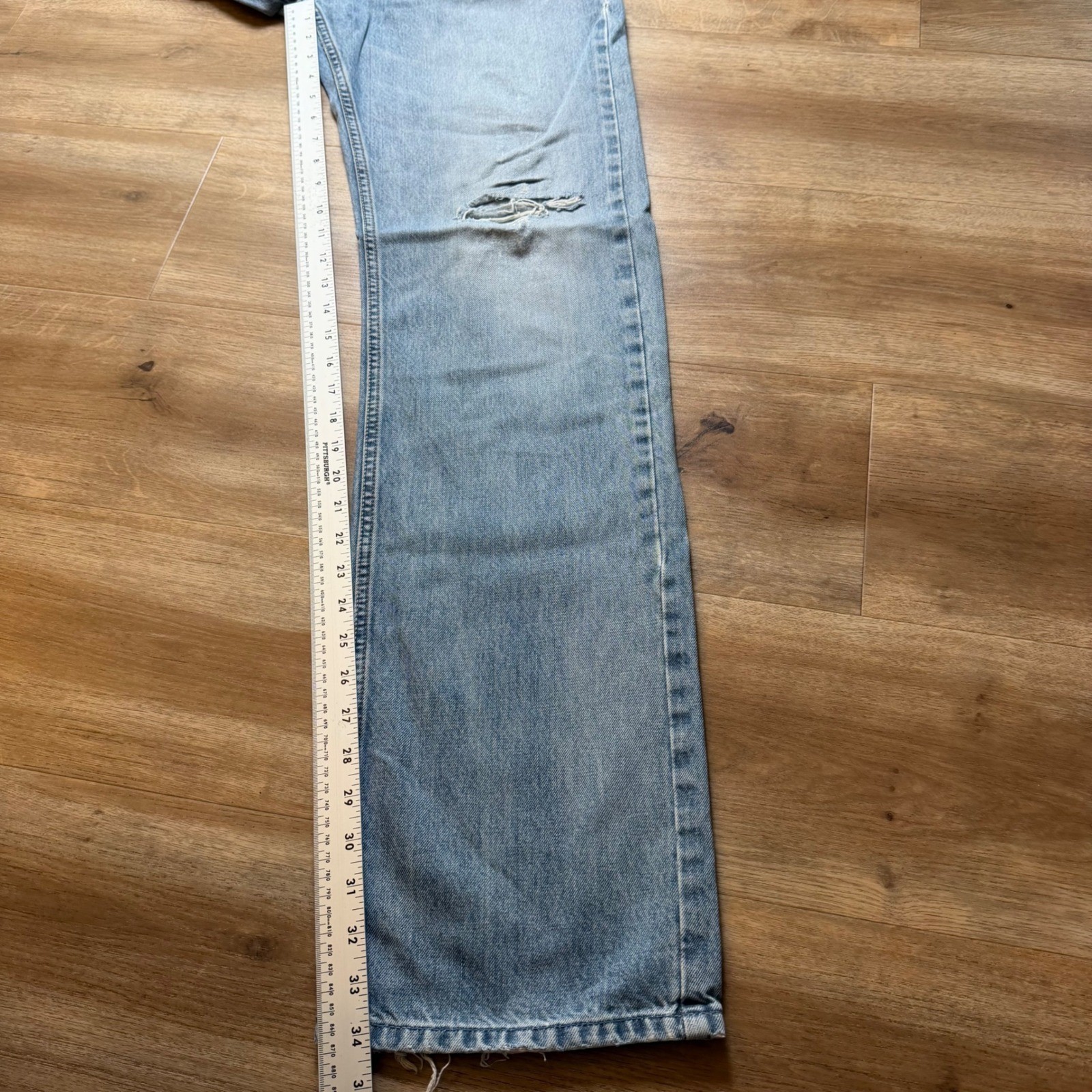 Diesel Larkee Jeans Men 33×34 Light Wash Distressed Straight Leg Denim 0800Z