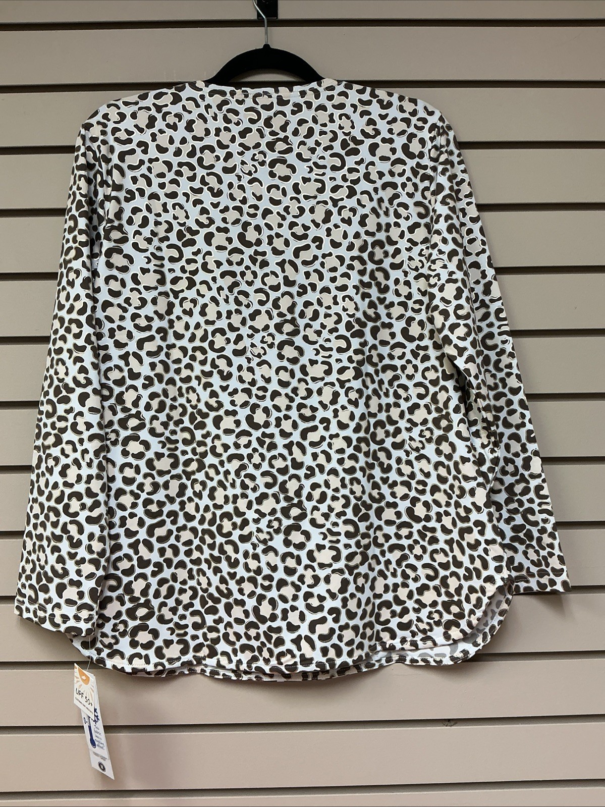 M Lulu B Bronze Blush & White Round Neck Top Long Sleeves UPF 50 Pockets NWT