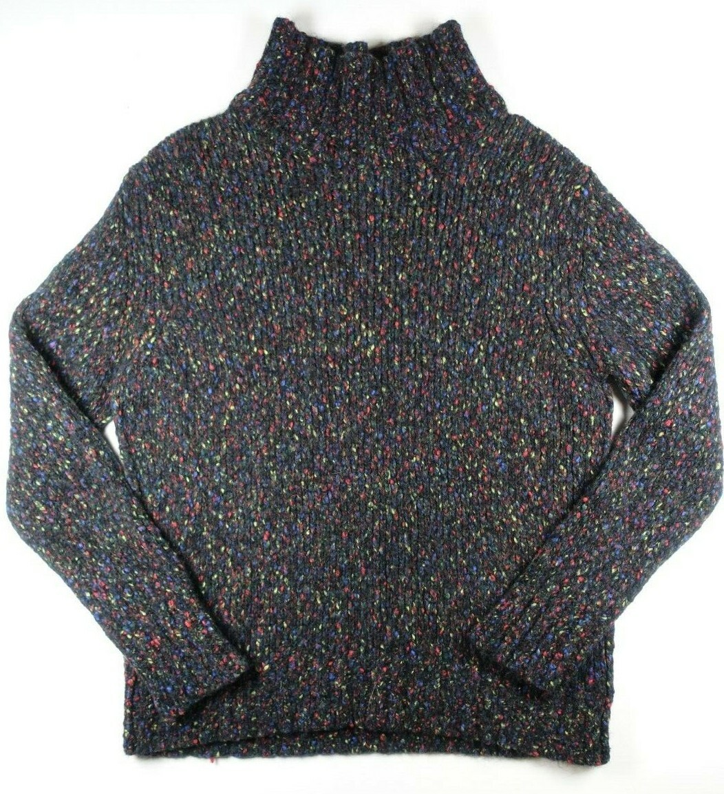 NO NATIONALITY Black Multi-Colored Chunky Knit Mock Neck Sweater NEW XL MSRP$355