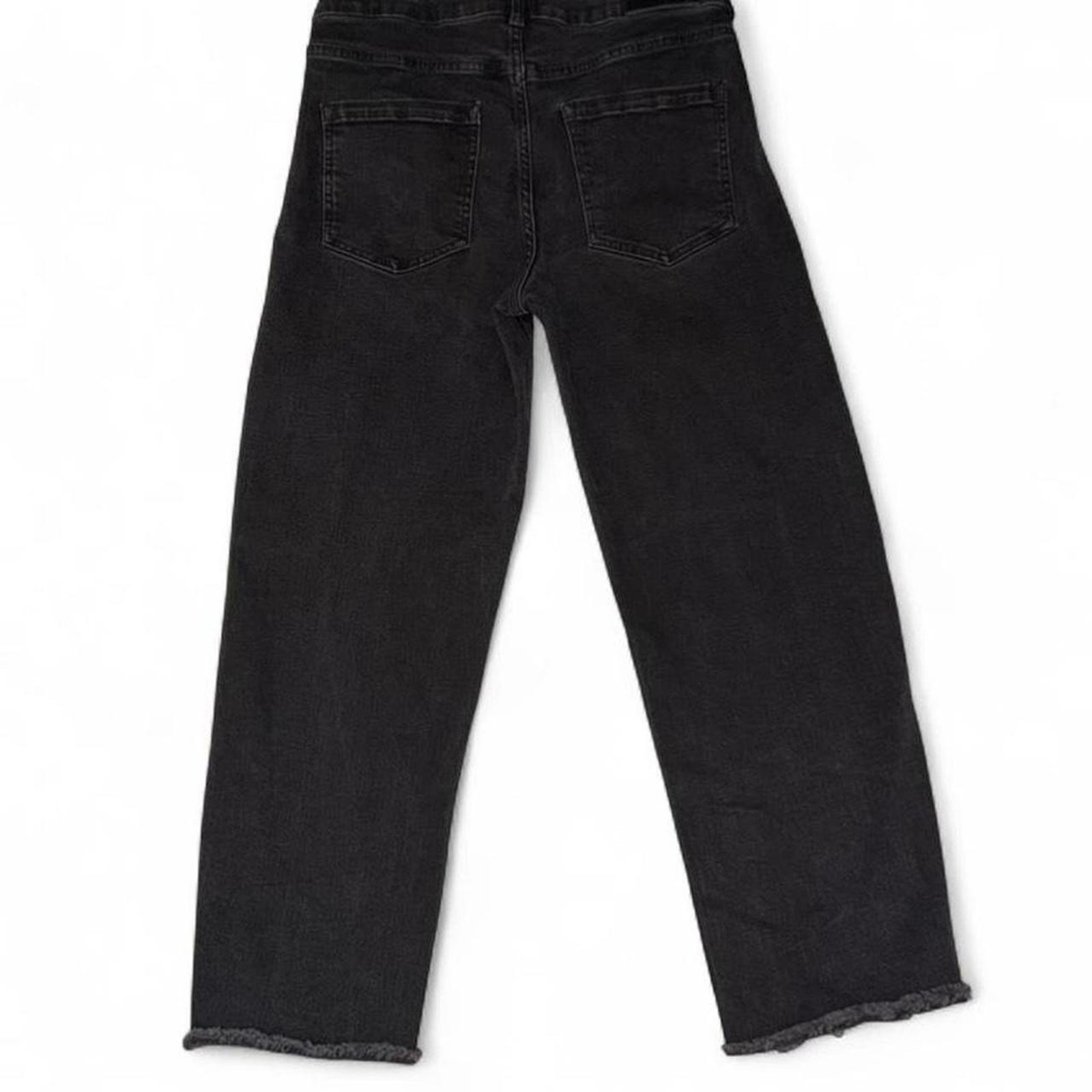 WHISTLES Ultra High Waisted Black Stretch Barrel Leg Jeans Size 28 Raw Hem