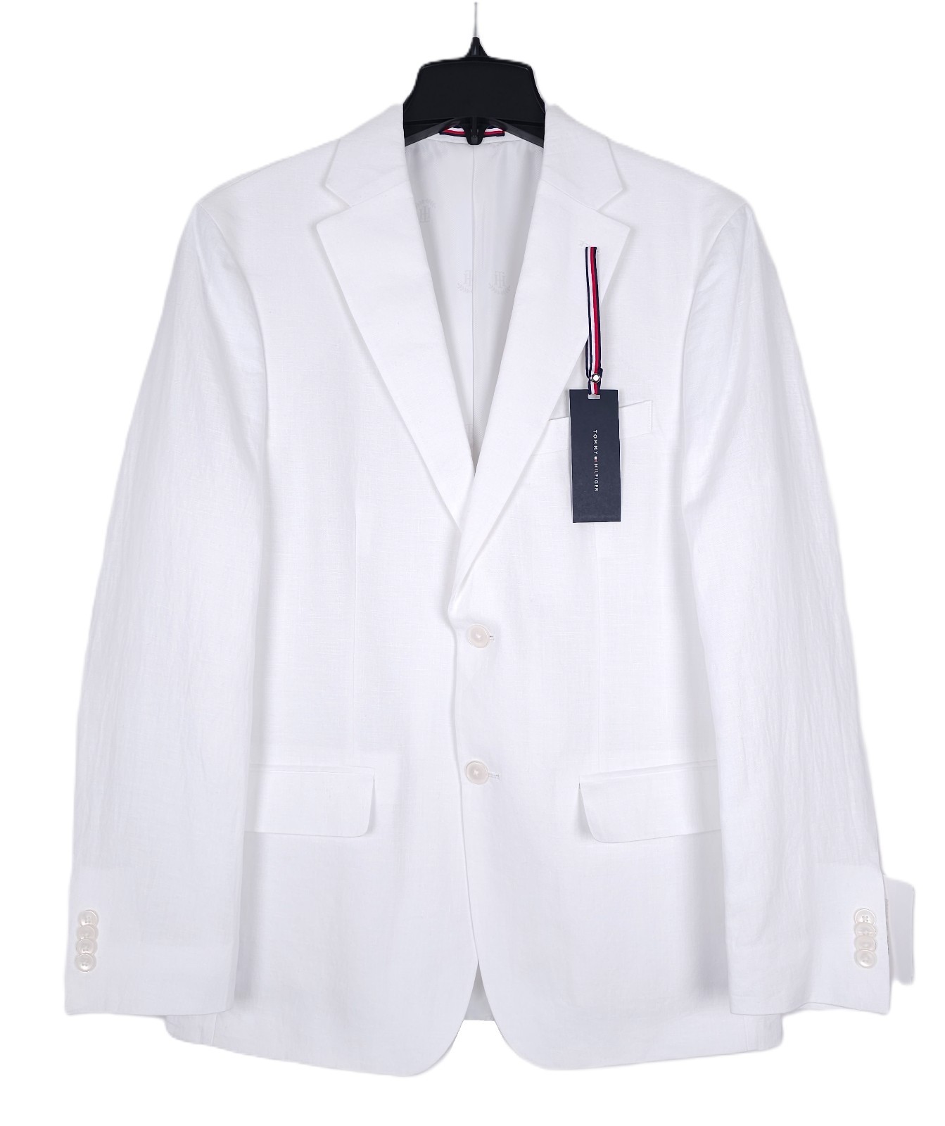Tommy Hilfiger Mens Modern Fit Linen Sport Coat Blazer 46R White Solid NWT