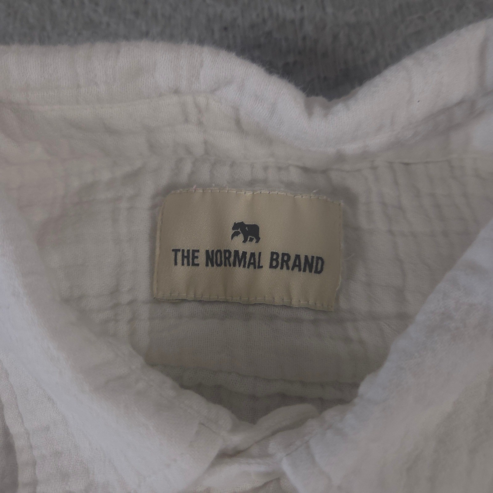 The Normal Brand Shirt Mens Medium White Knit Getaway Cotton Gauze Short Sleeve