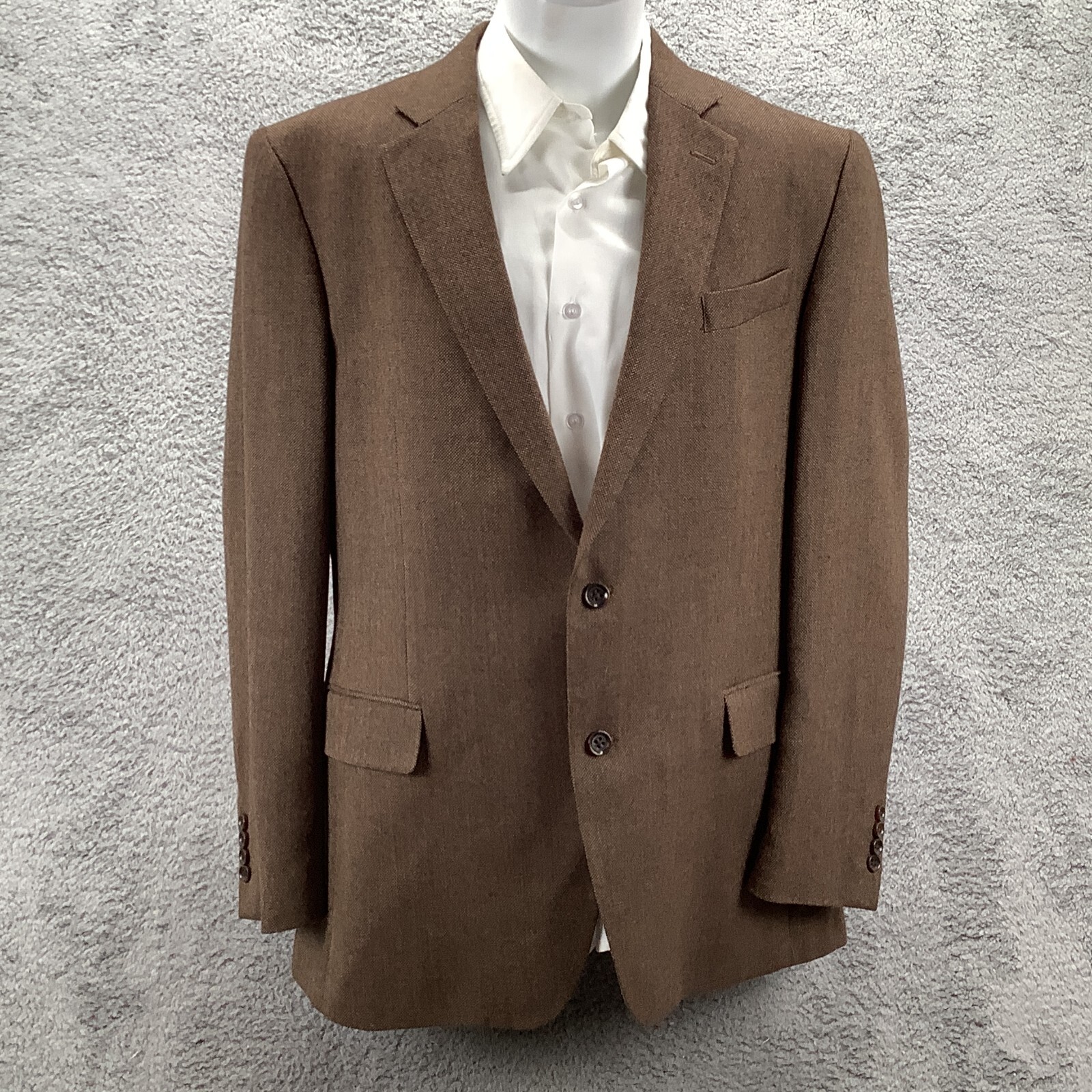 Stafford Merino Wool Sport Coat Men’s 44L Brown Two Button Double Vented Blazer