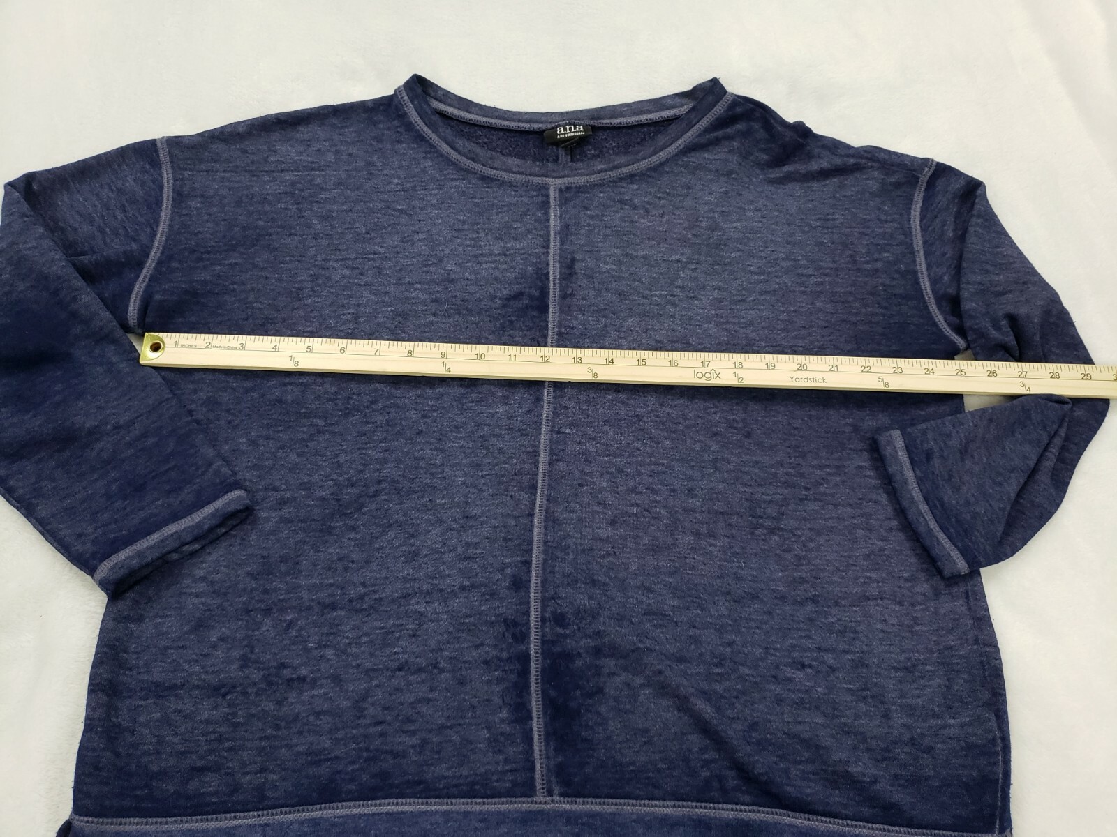 a.n.a. A New Approach Purple Blue Burnout Hi Lo Round Neck Sweater Sz L Oversize