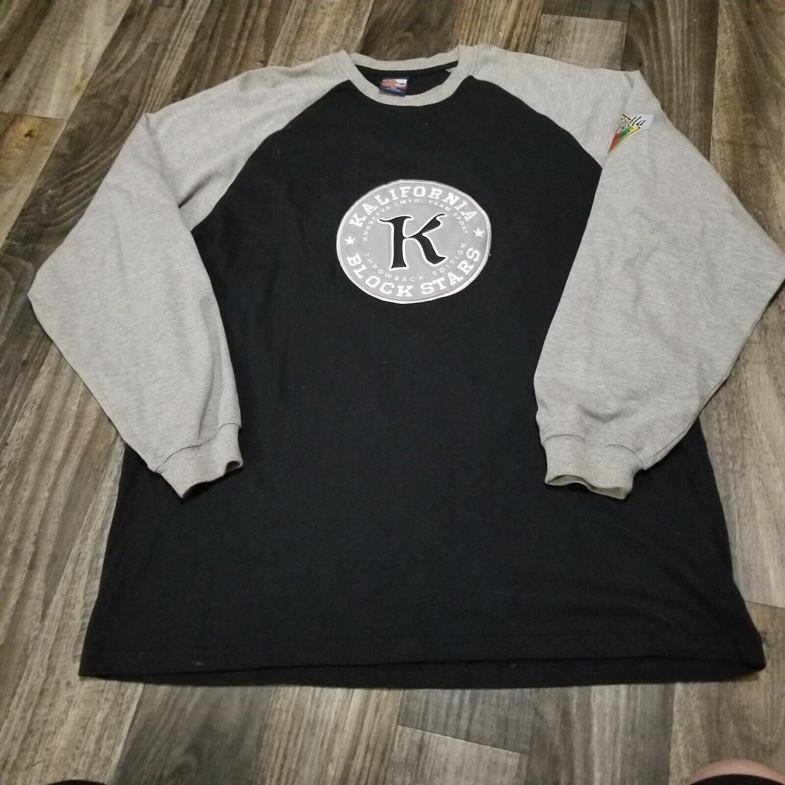 Vintage Kno Betta Black Gray Long Sleeve Shirt Size 2XL Y2k Colorblock
