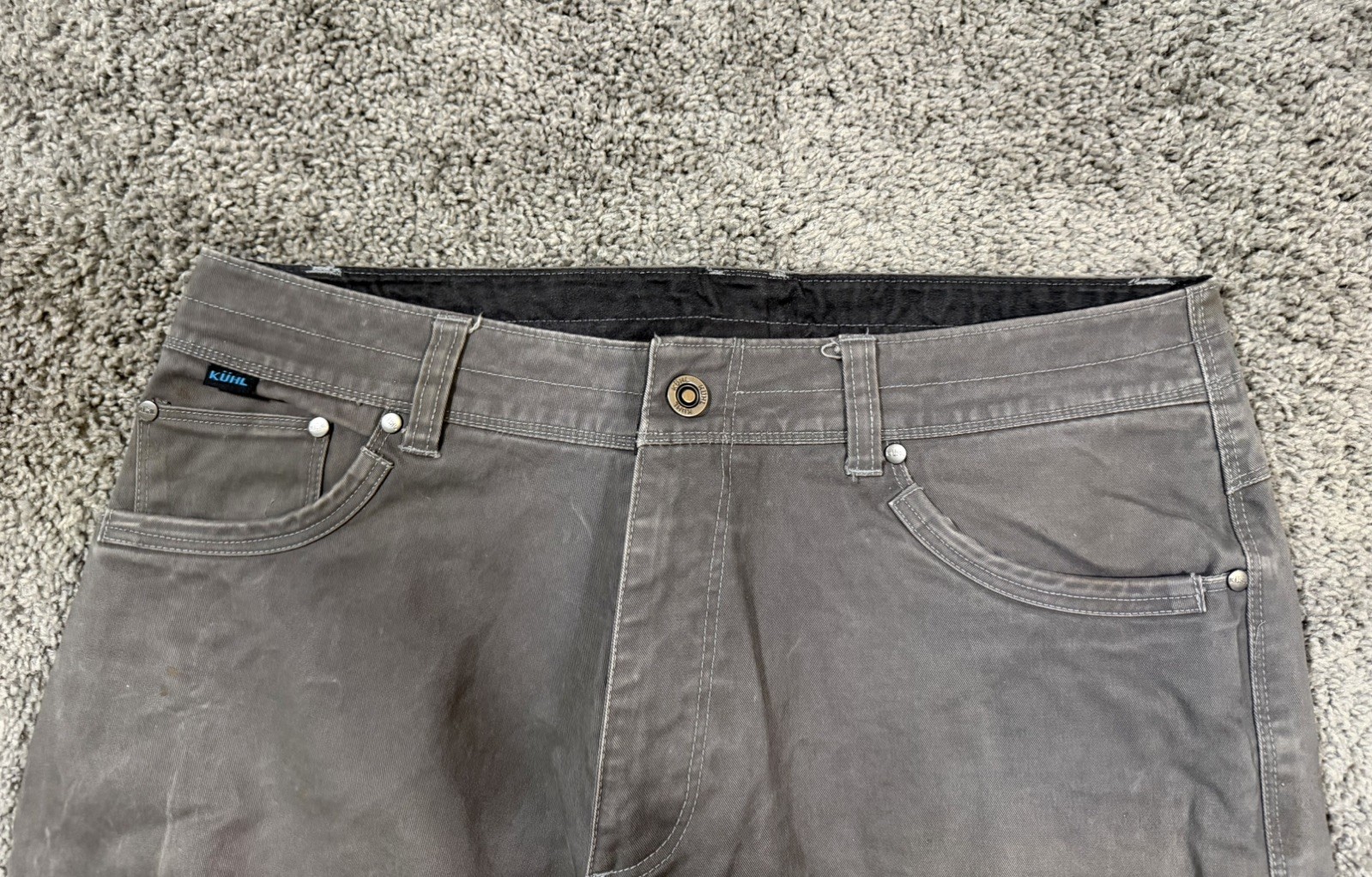 Kuhl Rydr Pants Mens 34×32 Gray Vintage Hiking Camping Outdoor Patina Dye Canvas