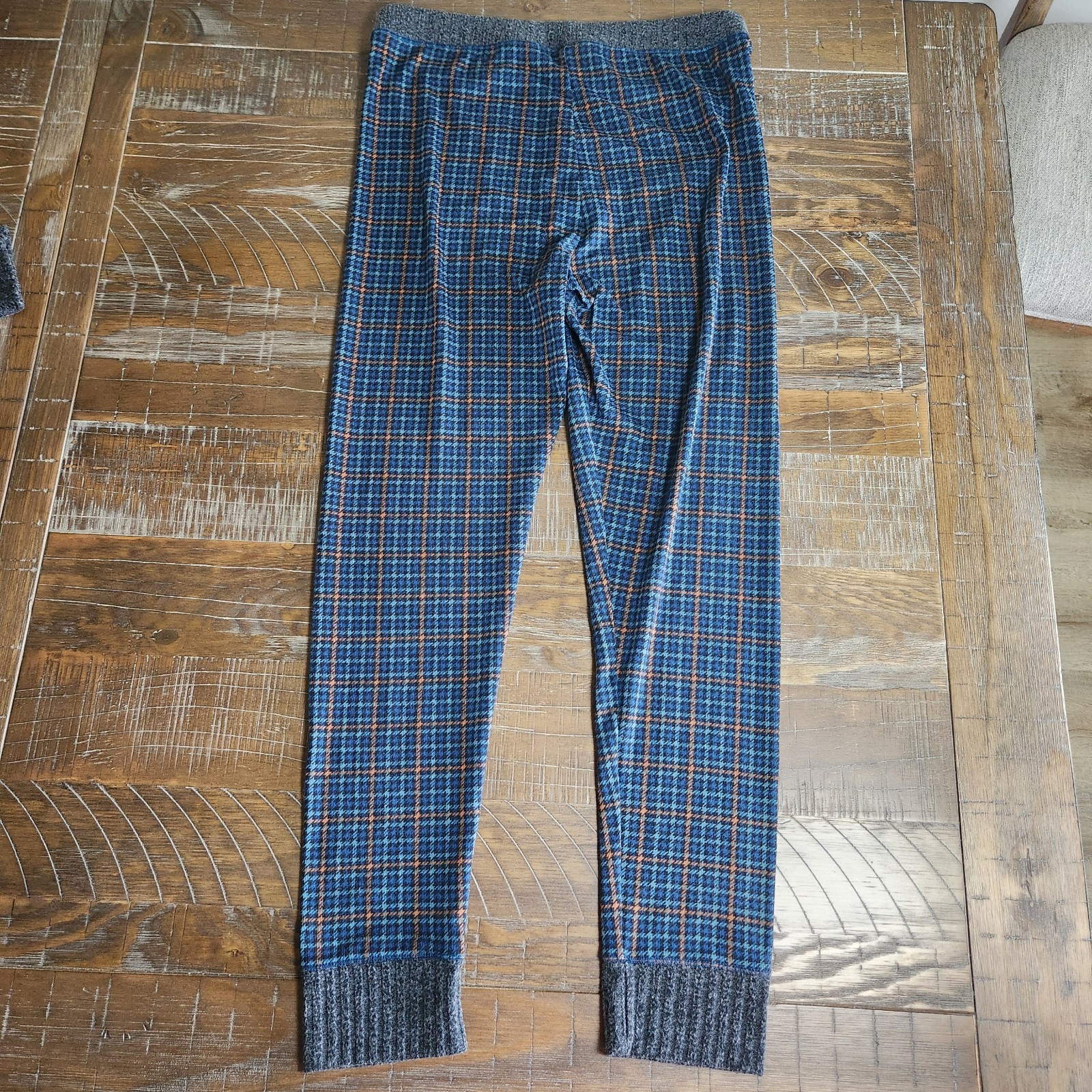 Cuddl Duds Womens Medium Blue Plaid Pajama Lounge Set Softwear Thermal EUC