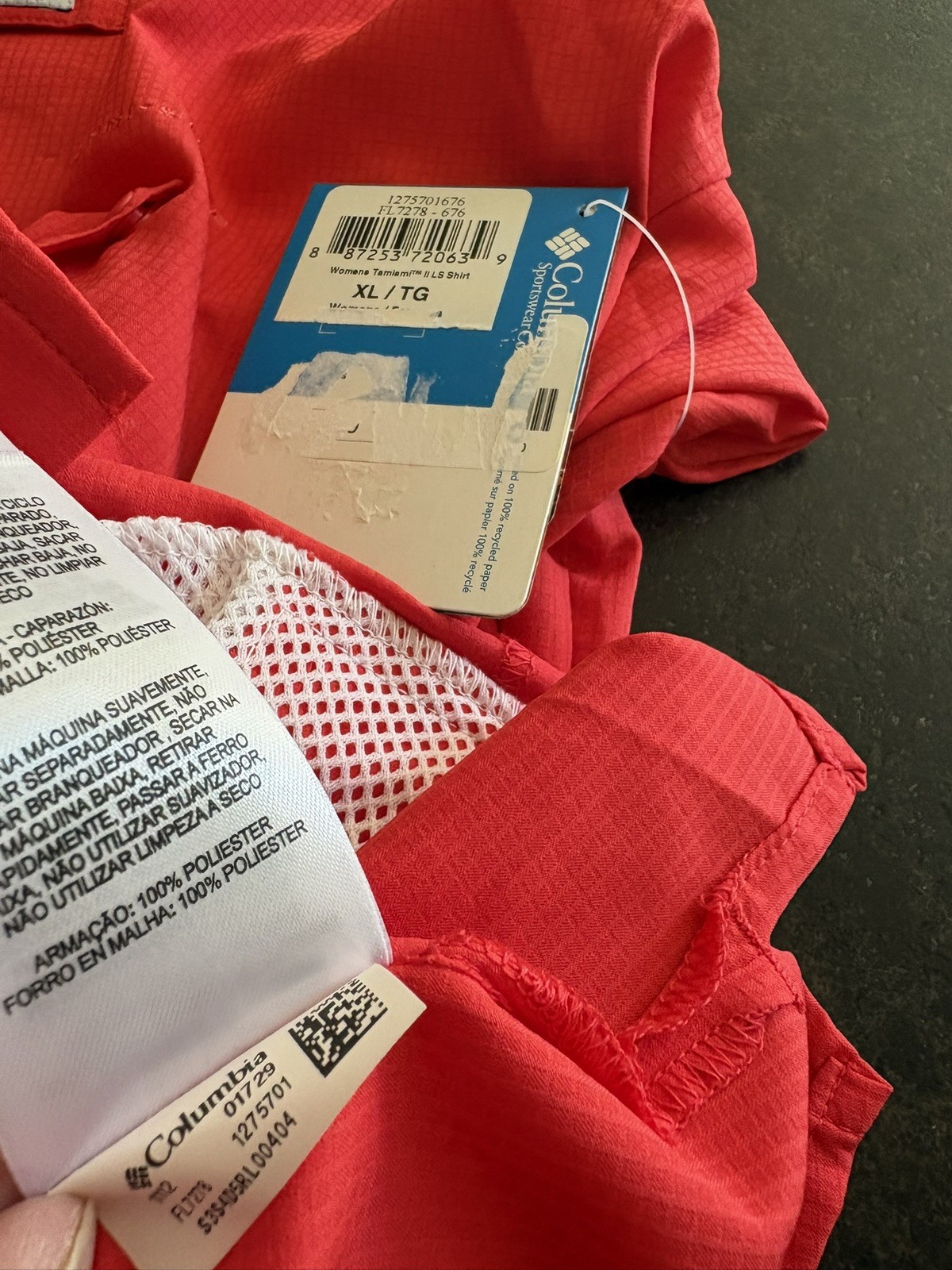 NWT Columbia Womens PFG Tamiami II Long-Sleeve PFG Shirt – Size XL – Poppy Red