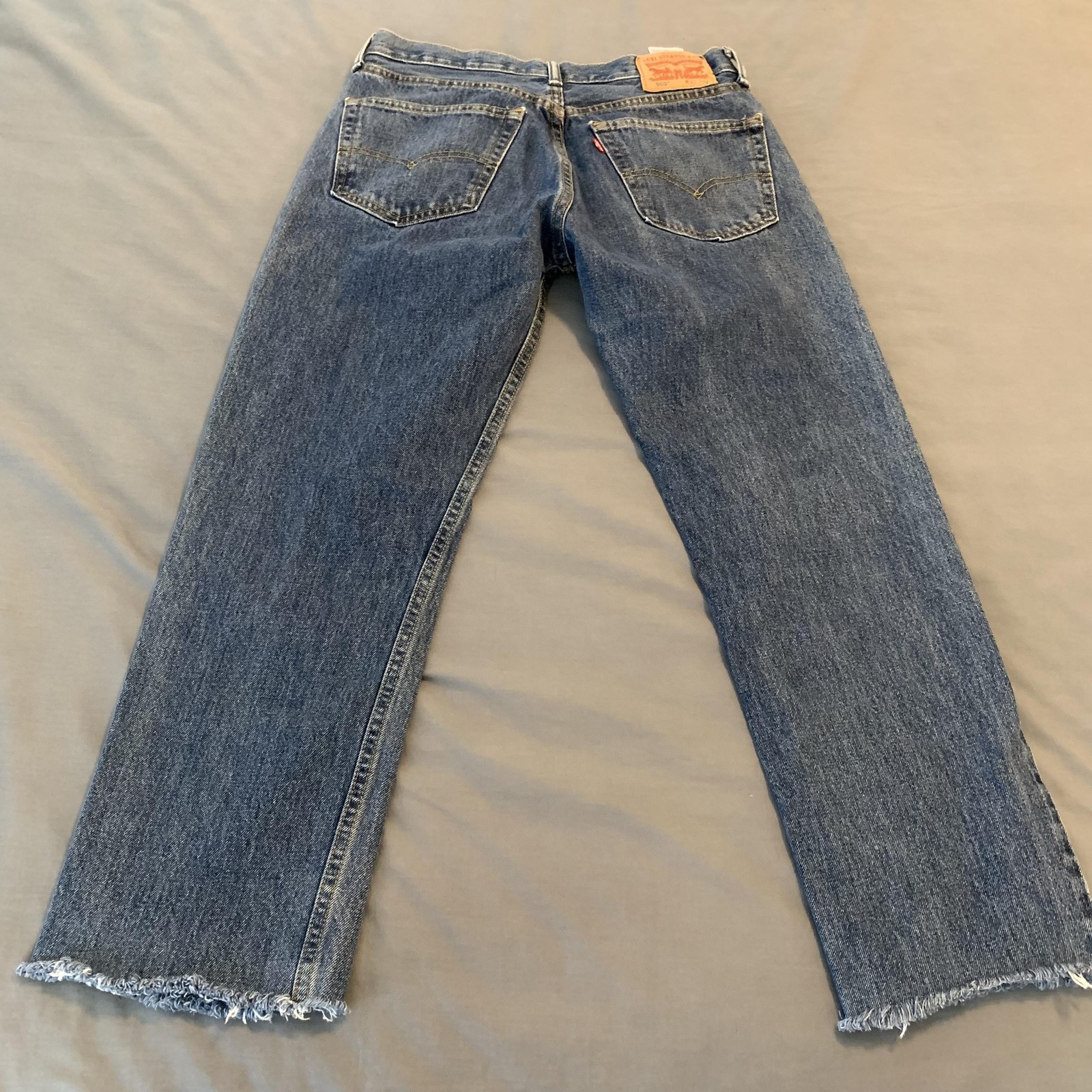 Levis 505 Jeans Mens 31×27 Blue Medium Wash Straight Leg Raw Hem Denim Pants