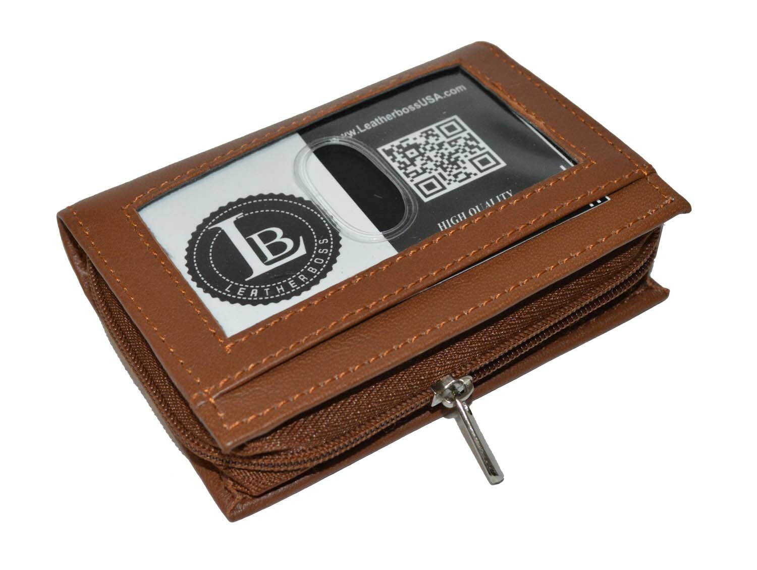 Leatherboss 30 Pages Credit card or picture holder Wallet with zipper closing
