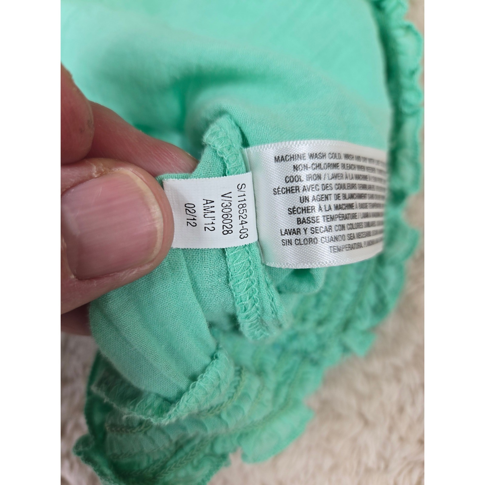 Old Navy Womens Small Mint Green Embroidered Smocked Cotton Gauze Peasant Top