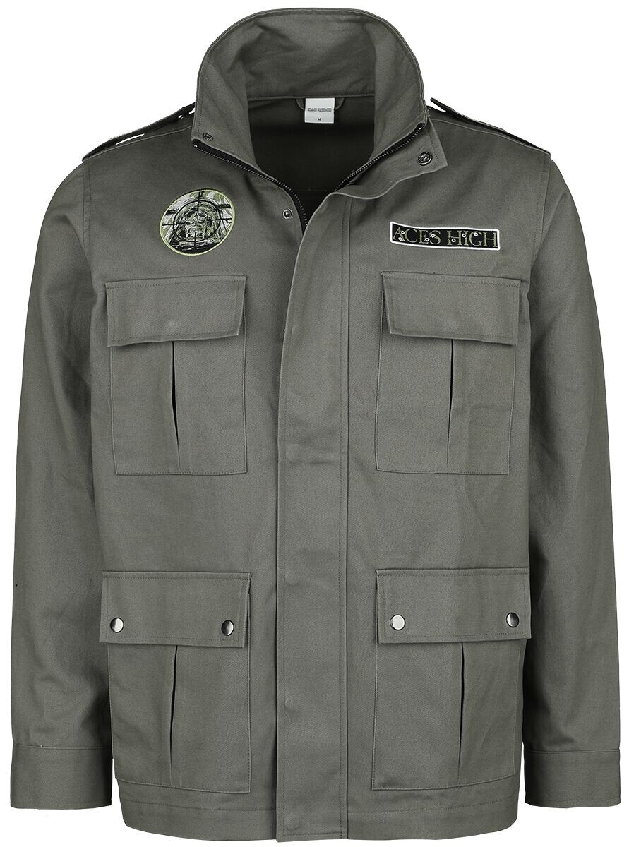 Iron Maiden Aces High Transition Cotton Olive Military Jacket Heavy Metal Band