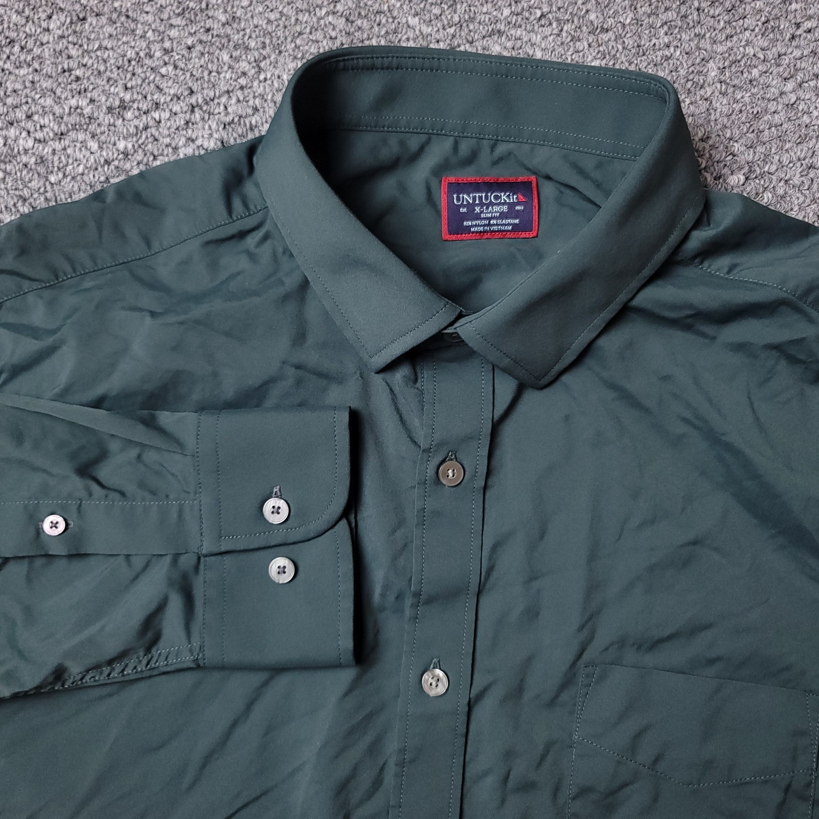 UNTUCKit Gironde Slim Shirt Mens XL Green Button Long Sleeve Nylon Elastane