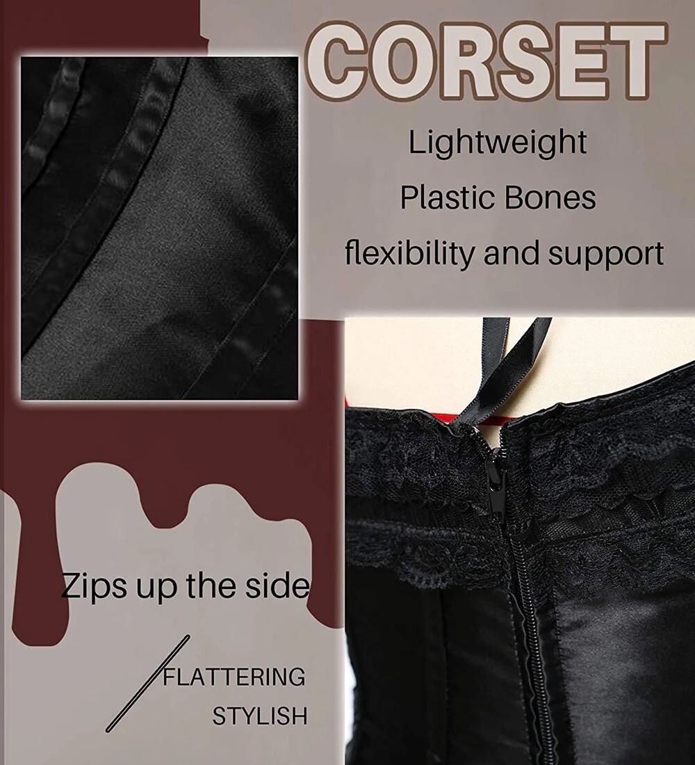 Sexy Women Waist Cincher Training Corset Lace up Bustier Overbust Boned Lingerie