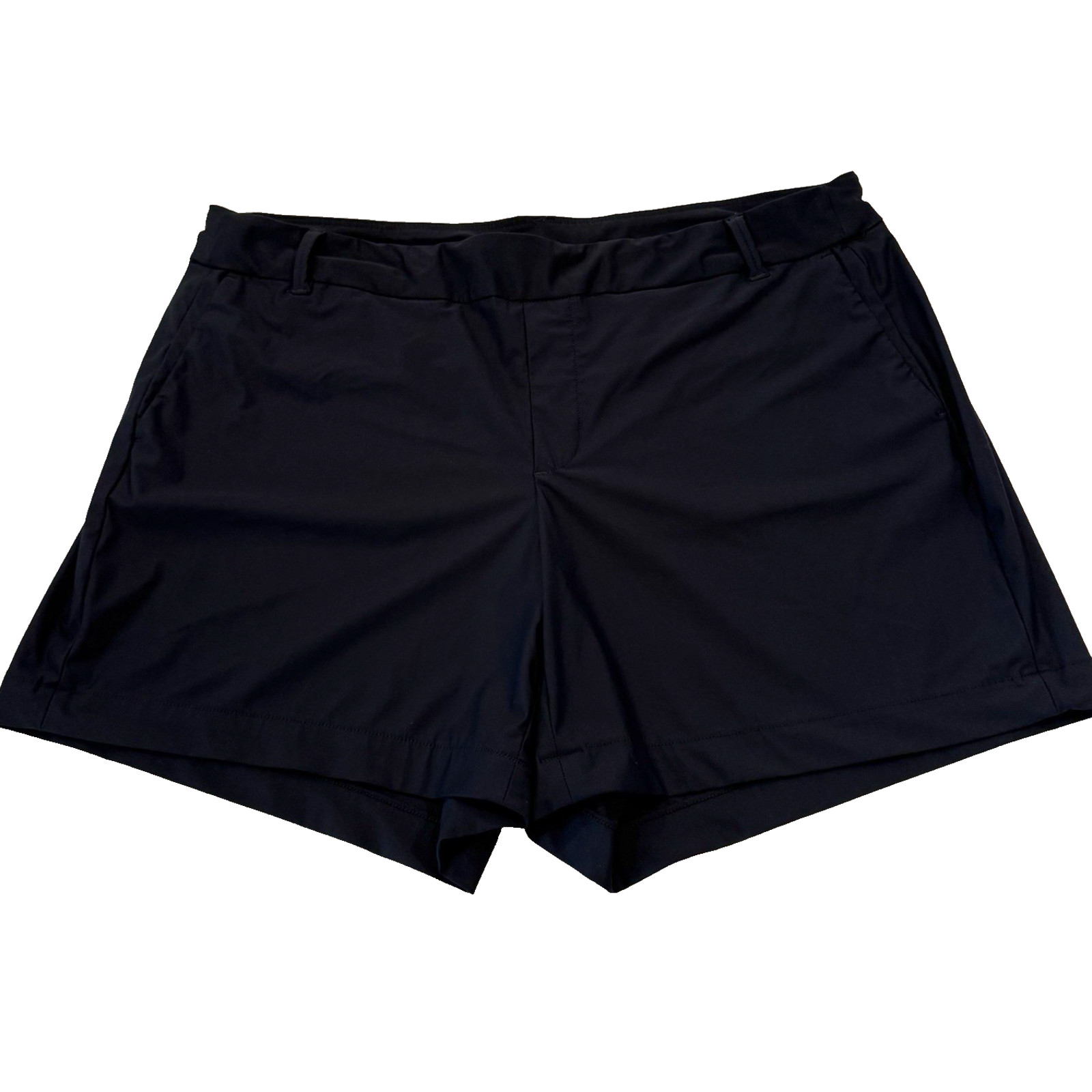 Spanx Black Pull On Chino Shorts Womens Plus Size 1X Stretch High Rise Casual