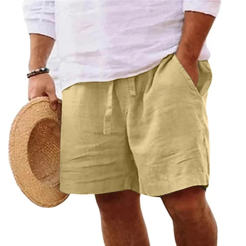Men’s Cotton Linen Lightweight Gym Beach Shorts Summer Casual Fit Pants Fun Gift