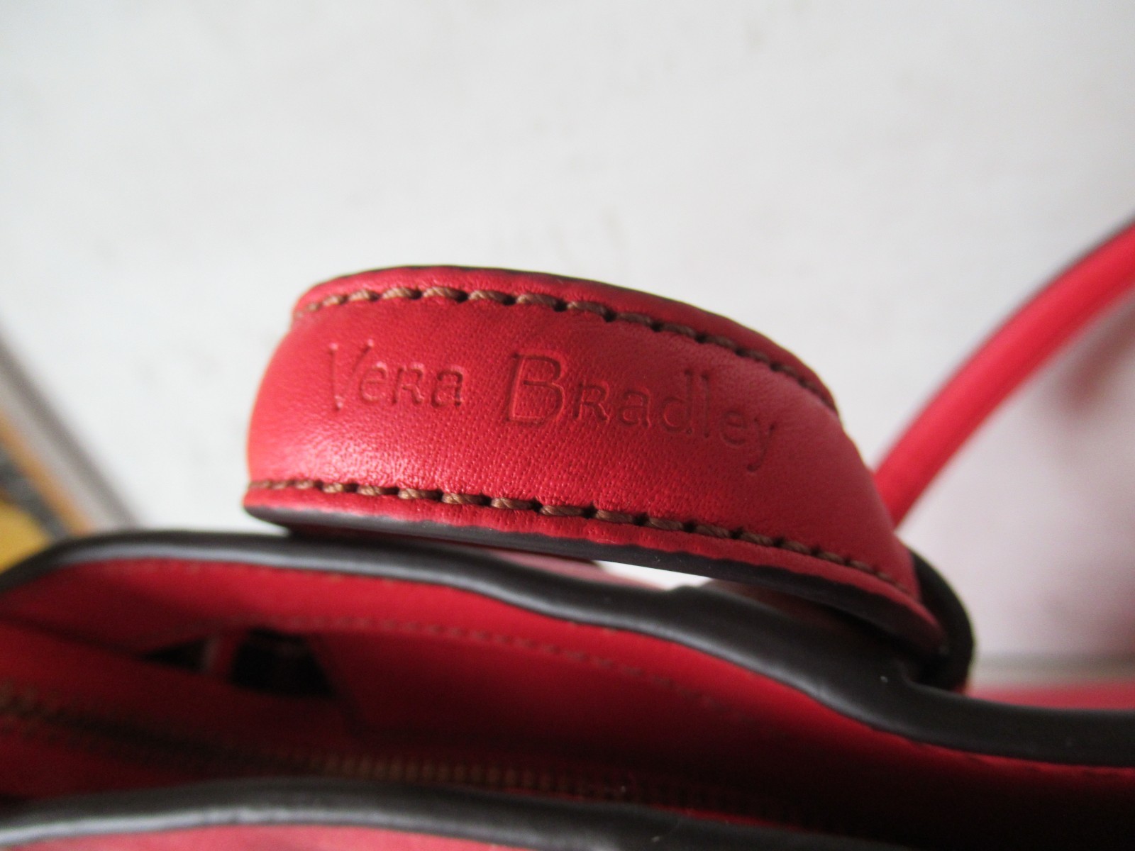 Vera Bradley Leather Tote in Canyon Sunset Red/Hot Pink