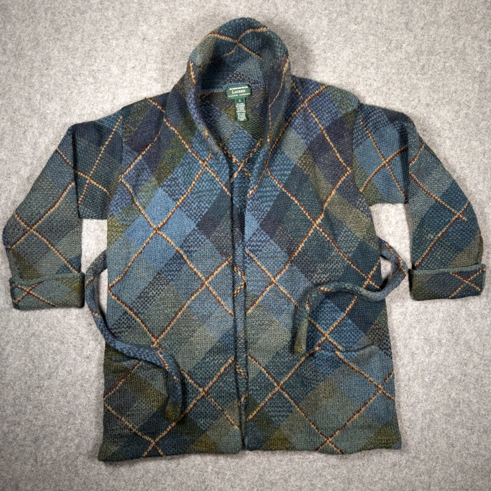 Lauren Ralph Lauren Cardigan Sweater Womens Small Hand Knit Lambswool Alpaca