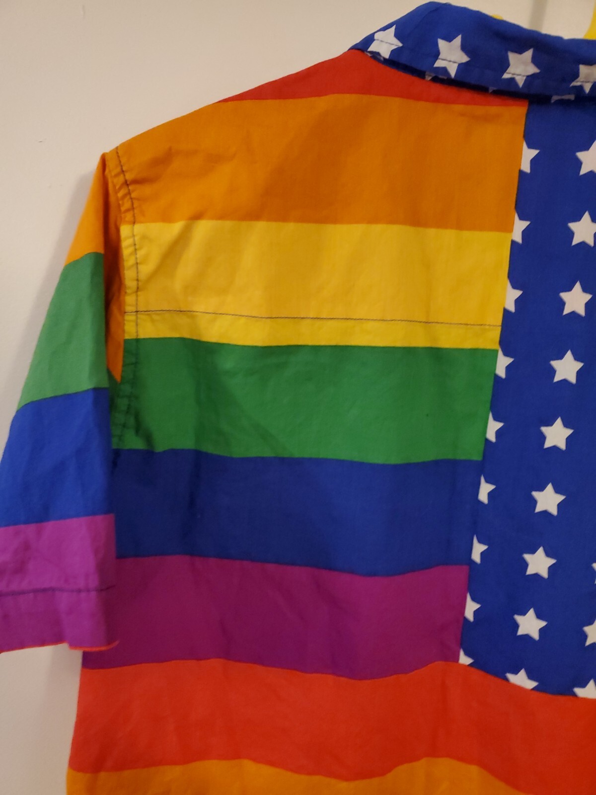 Mens M Rainbow Gay Pride Collared Shirt Stars & Stripes Cotton Spencer’s Gifts
