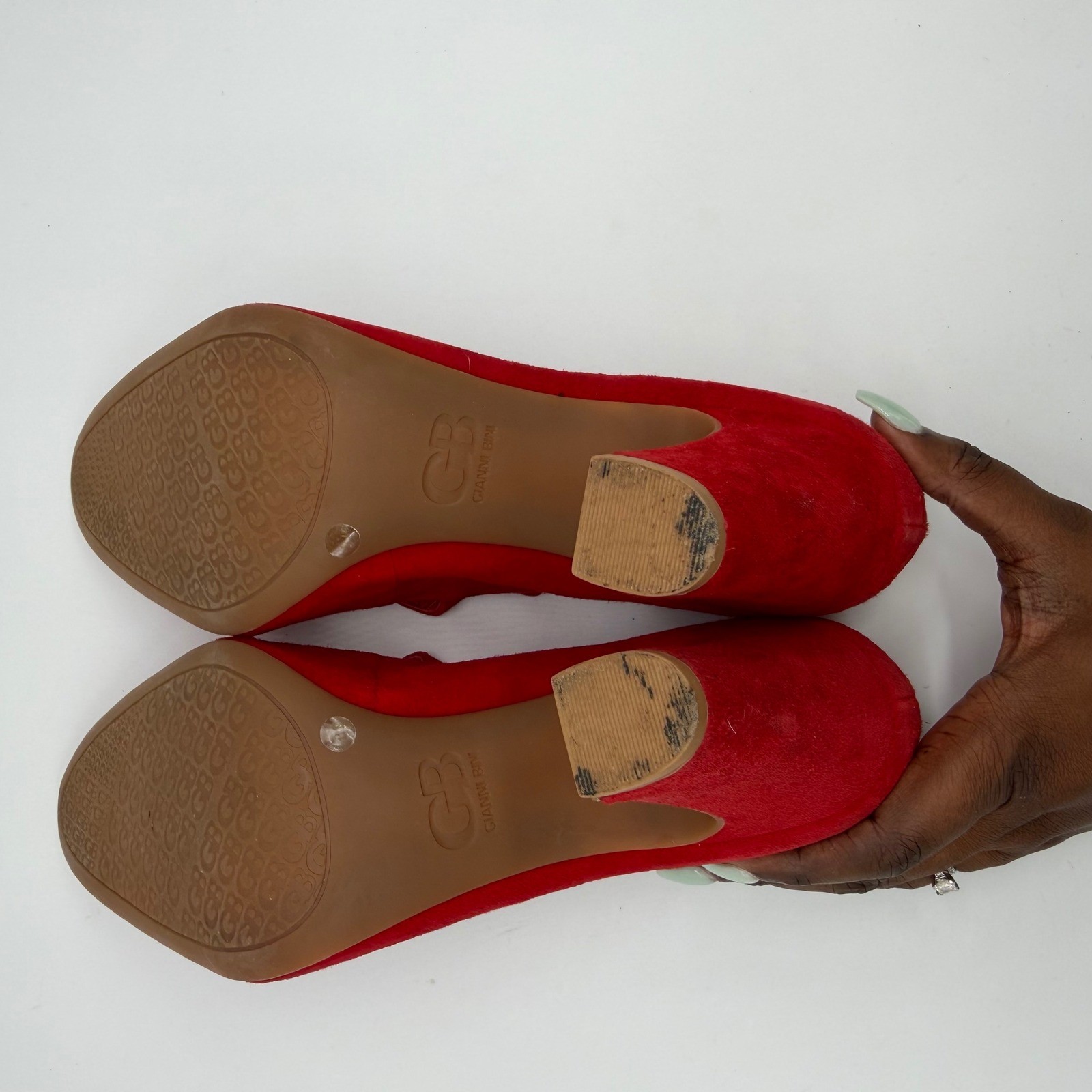 Gianni Bini Top Spot Red Suede Mary Jane Double Strap Block Heel Pumps Size 11M